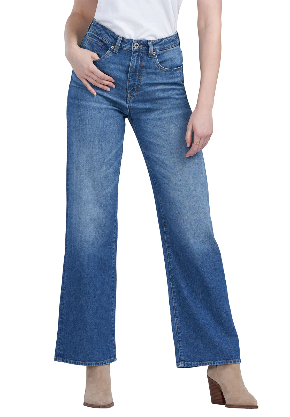 High Rise Wide Leg Addie Women's Jeans, Indigo - BL15817 - Image 7