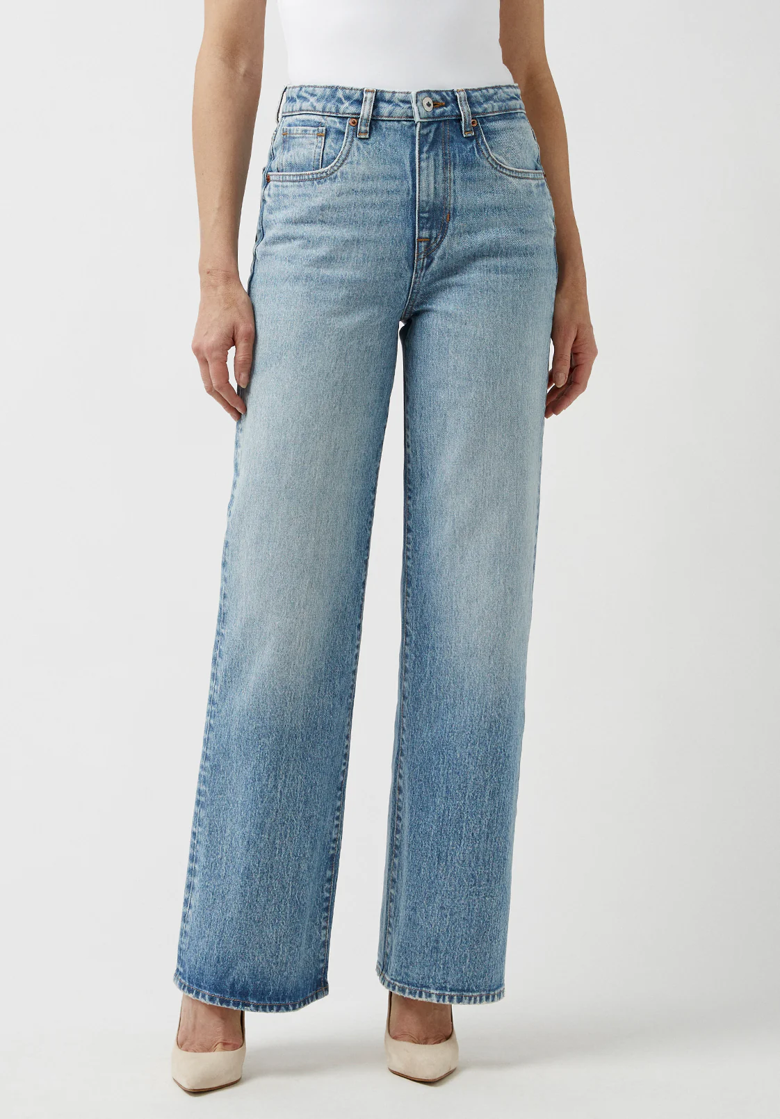 High Rise Wide Leg Addie Women's Jeans, Light Blue - BL15901 - Image 6