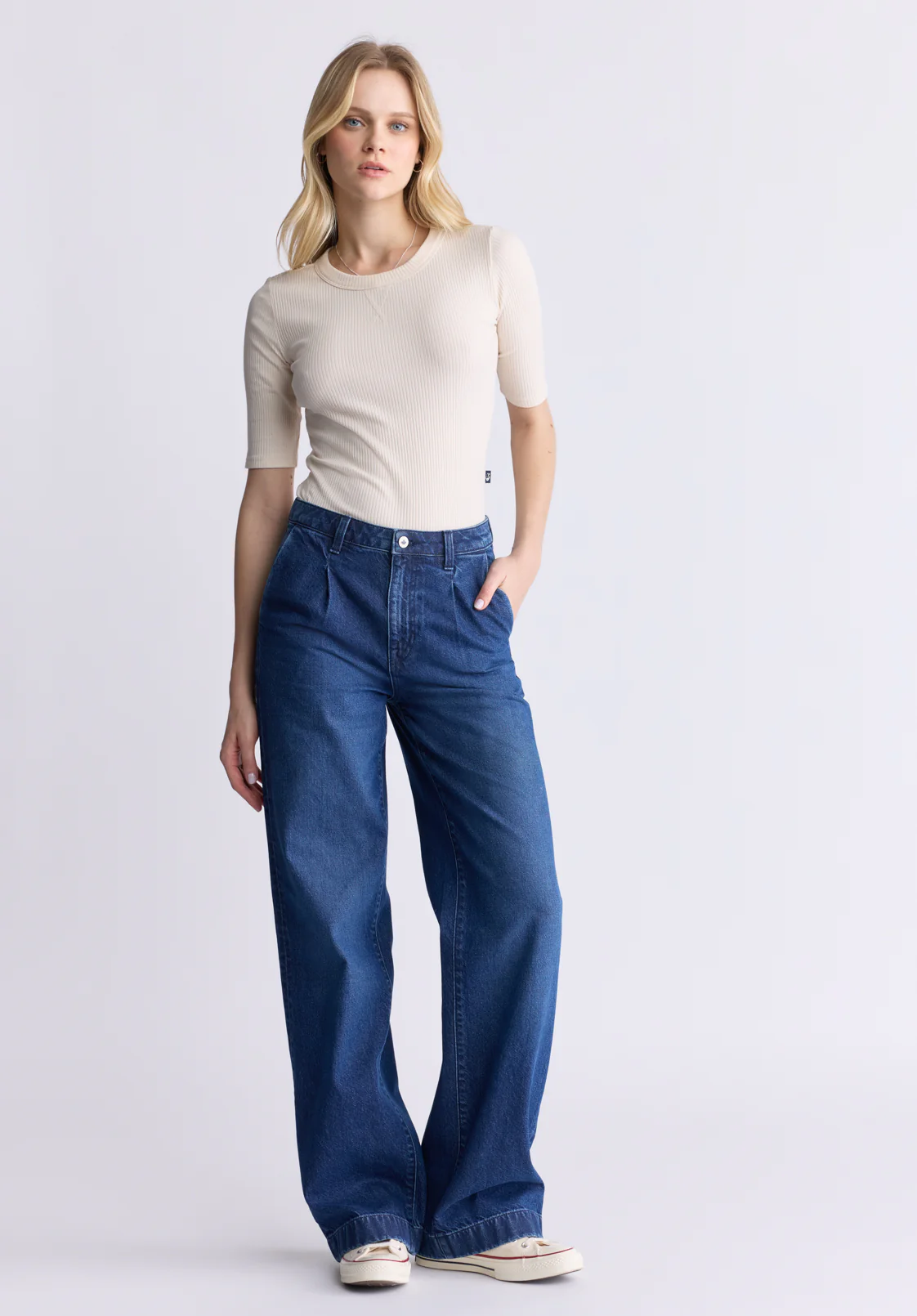 High Rise Wide Leg Addie Women's Jeans, Indigo Contrast - BL16002 - Image 6