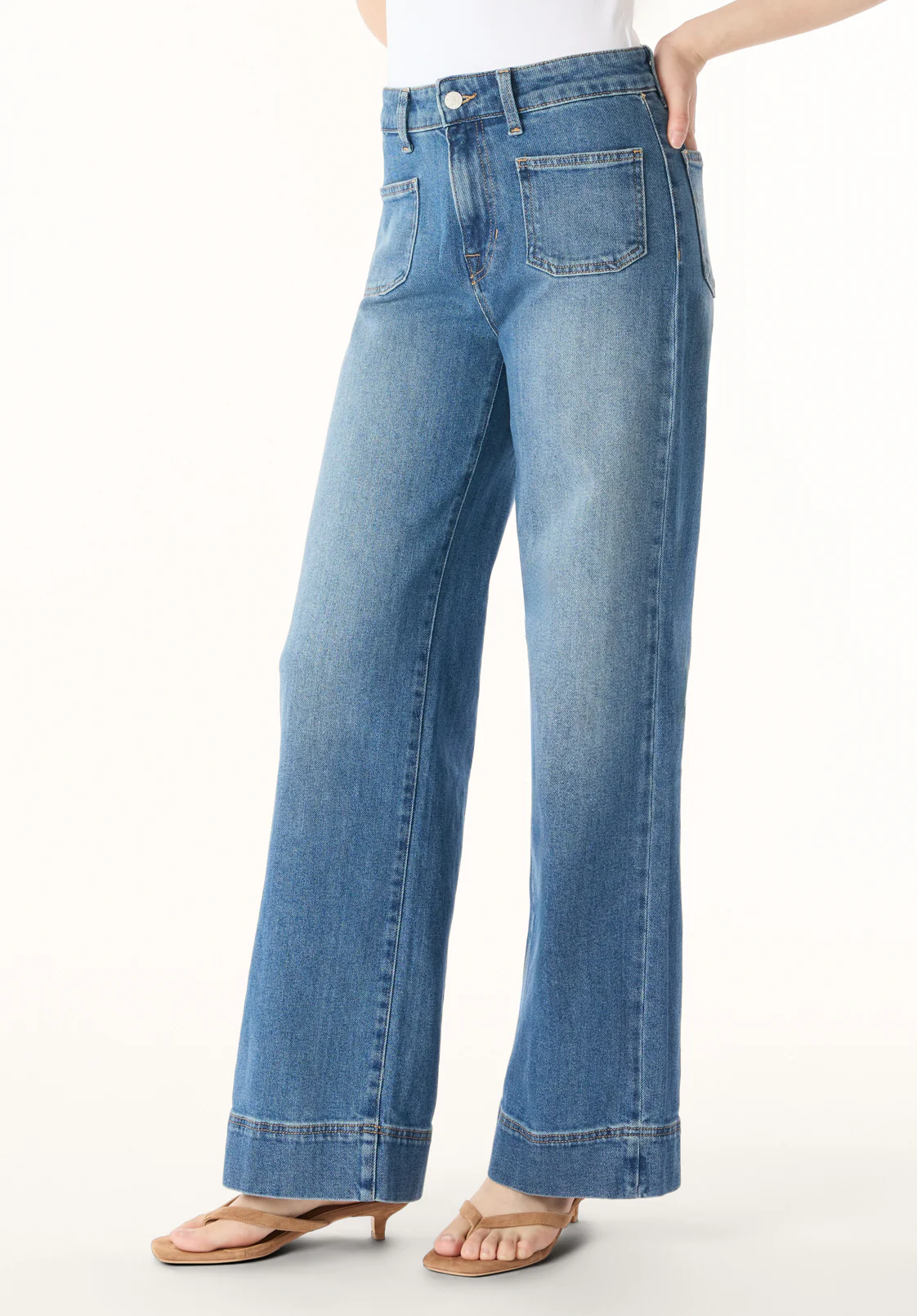 High Rise Wide Leg Addie Women's Jeans, Authentic Worn Indigo - BL16064 - Image 3