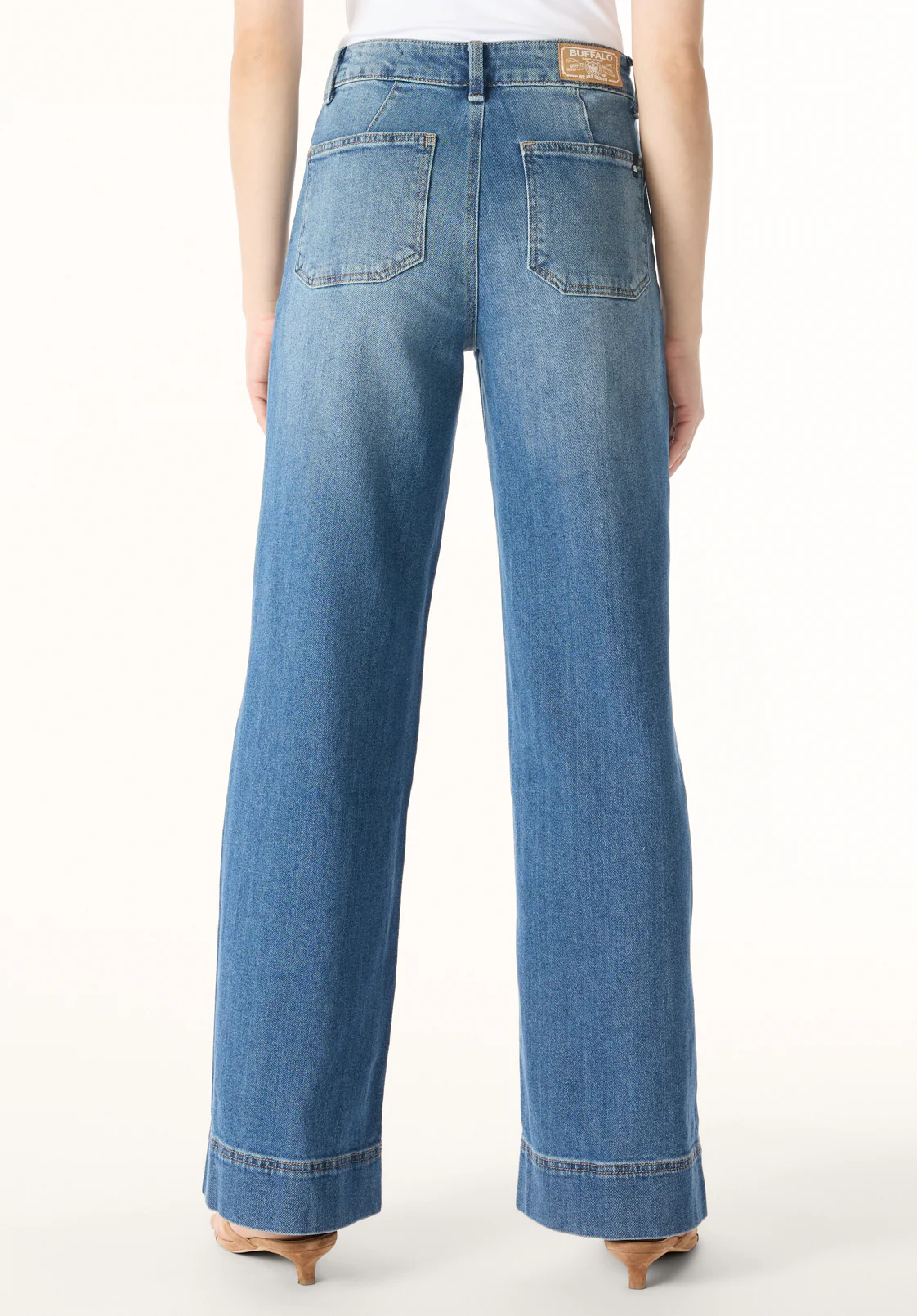 High Rise Wide Leg Addie Women's Jeans, Authentic Worn Indigo - BL16064 - Image 4