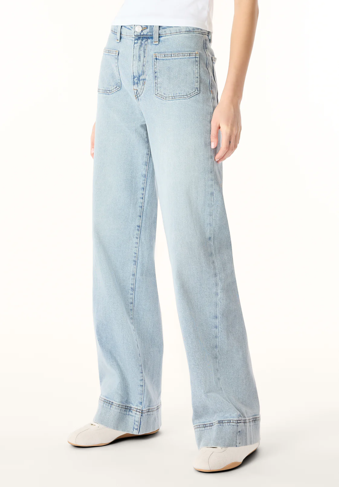 High Rise Wide Leg Addie Women's Jeans, Bleached Blue - BL16065 - Image 3