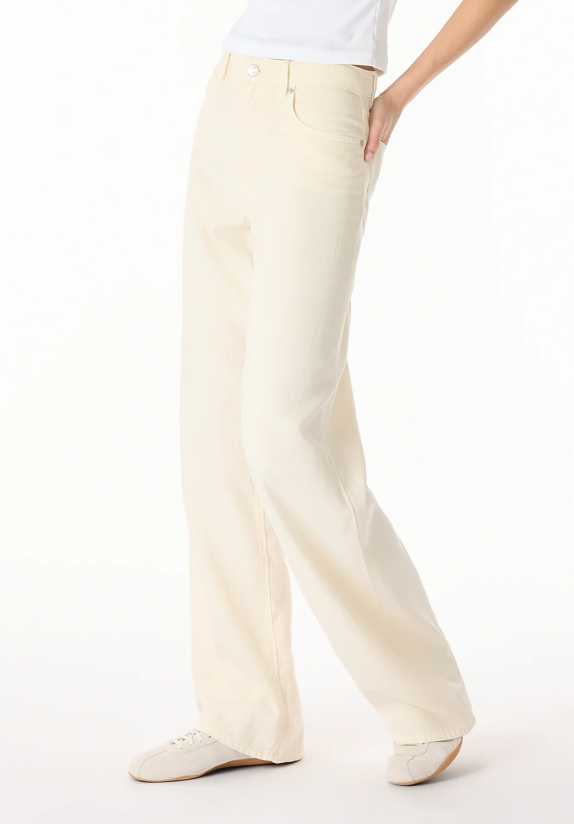 High Rise Wide Leg Addie Women's Pants, Vanilla Ice - BL16083 - Image 3