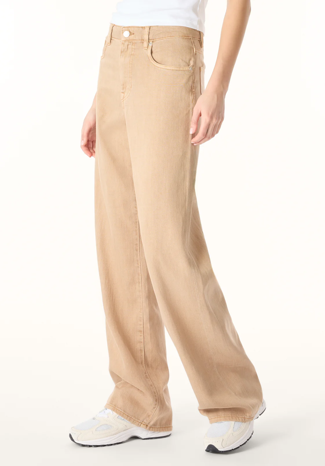 High Rise Wide Leg Addie Women's Pants, Almond Beige - BL16083 - Image 3