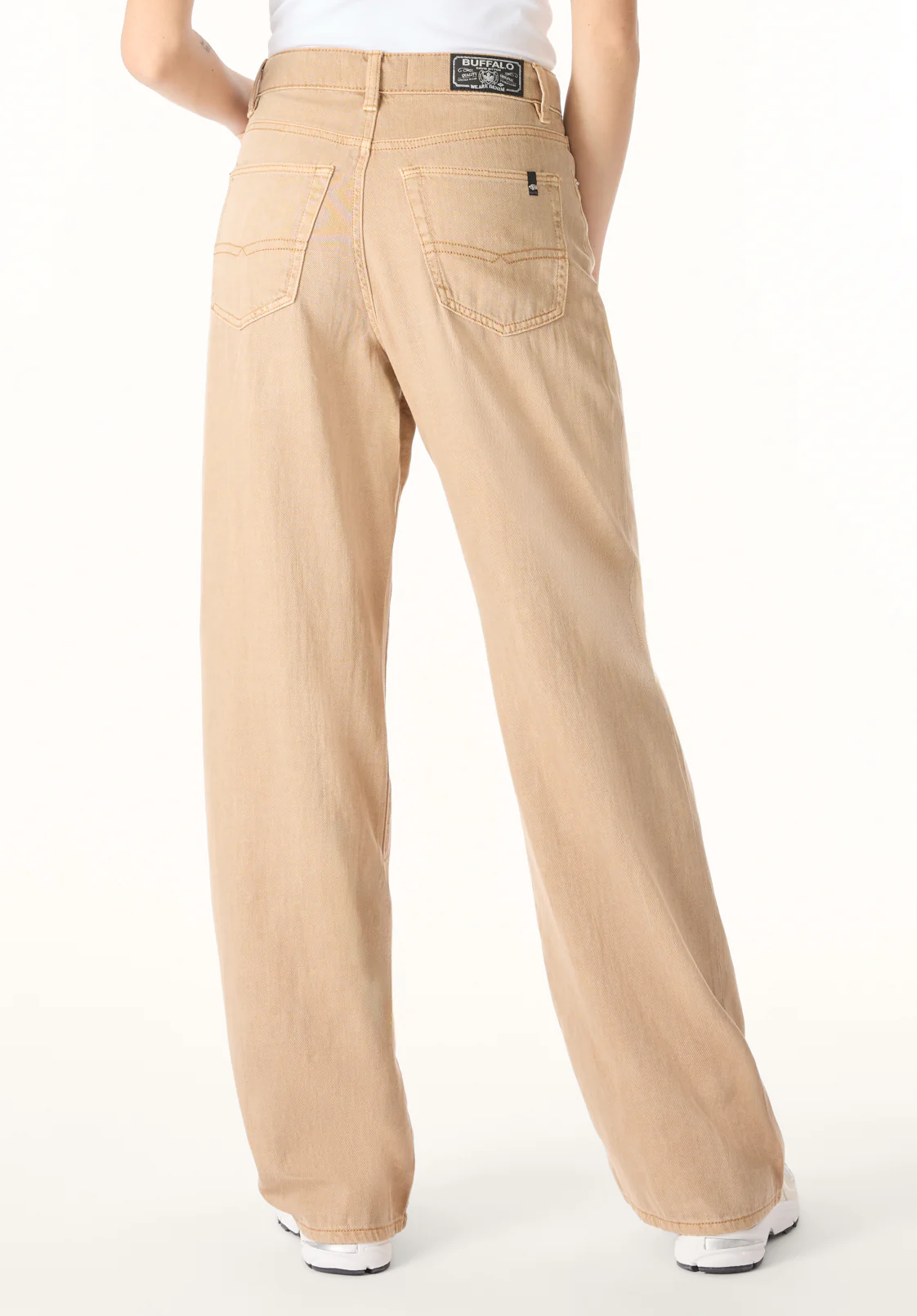 High Rise Wide Leg Addie Women's Pants, Almond Beige - BL16083 - Image 4