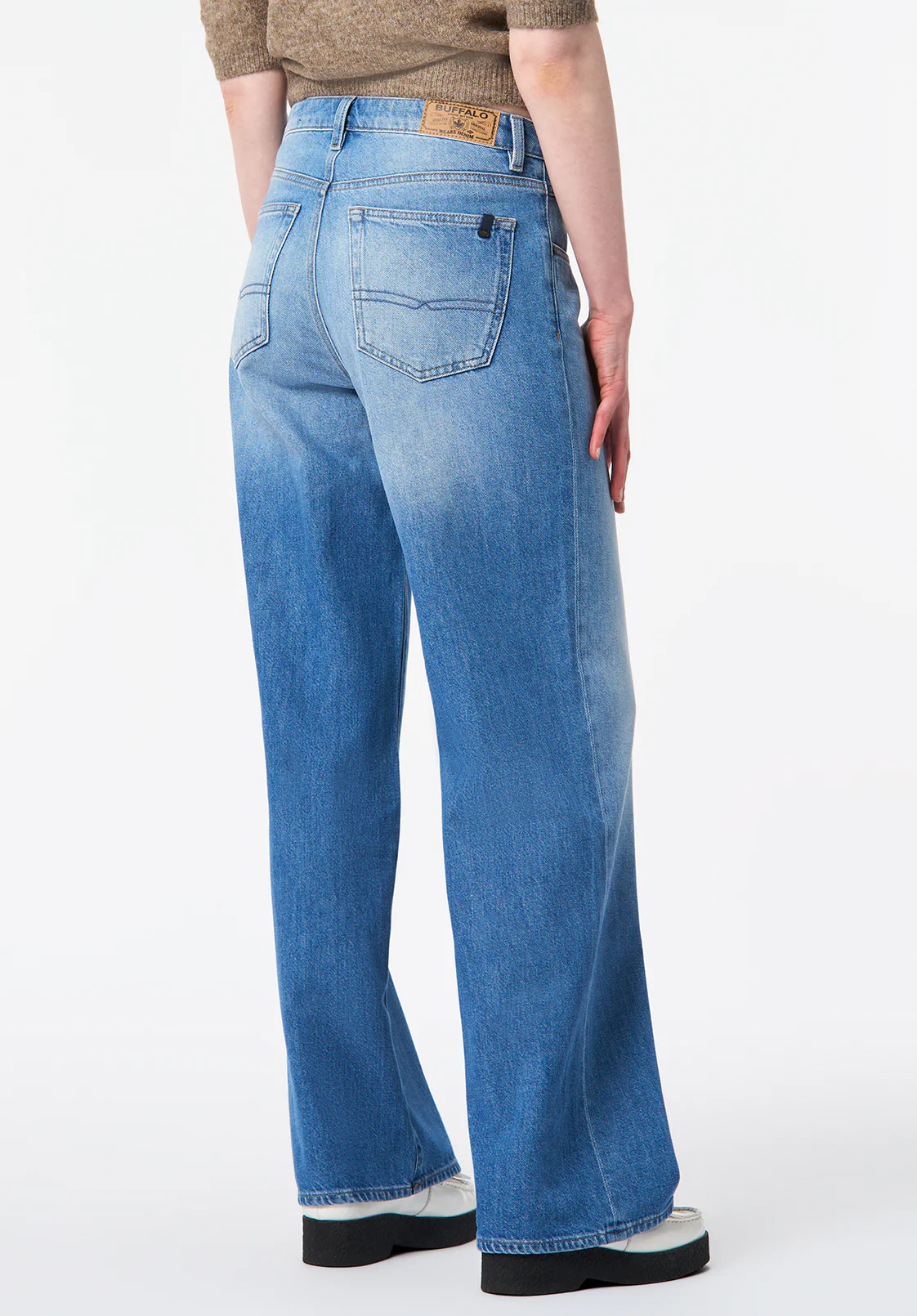 High Rise Wide Leg Addie Women's Jeans, Sanded Blue - BL16132 - Image 3
