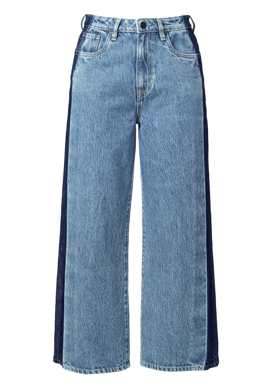 High Rise Wide Leg Cropped Addisson Women’s Jeans, Shadow Wash Blue - BL15896 - Image 8