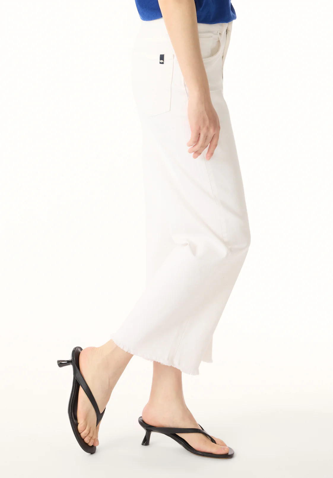 High Rise Wide Leg Cropped Addisson Women's Pants, White - BL16087 - Image 3