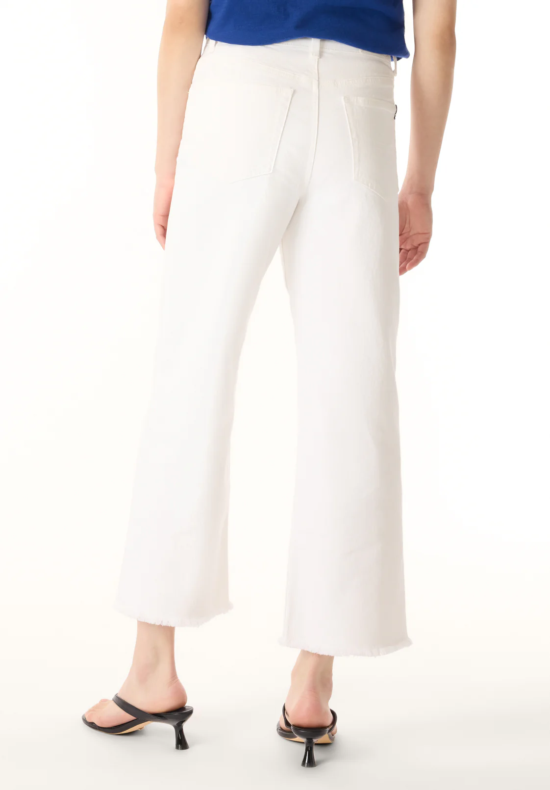 High Rise Wide Leg Cropped Addisson Women's Pants, White - BL16087 - Image 4