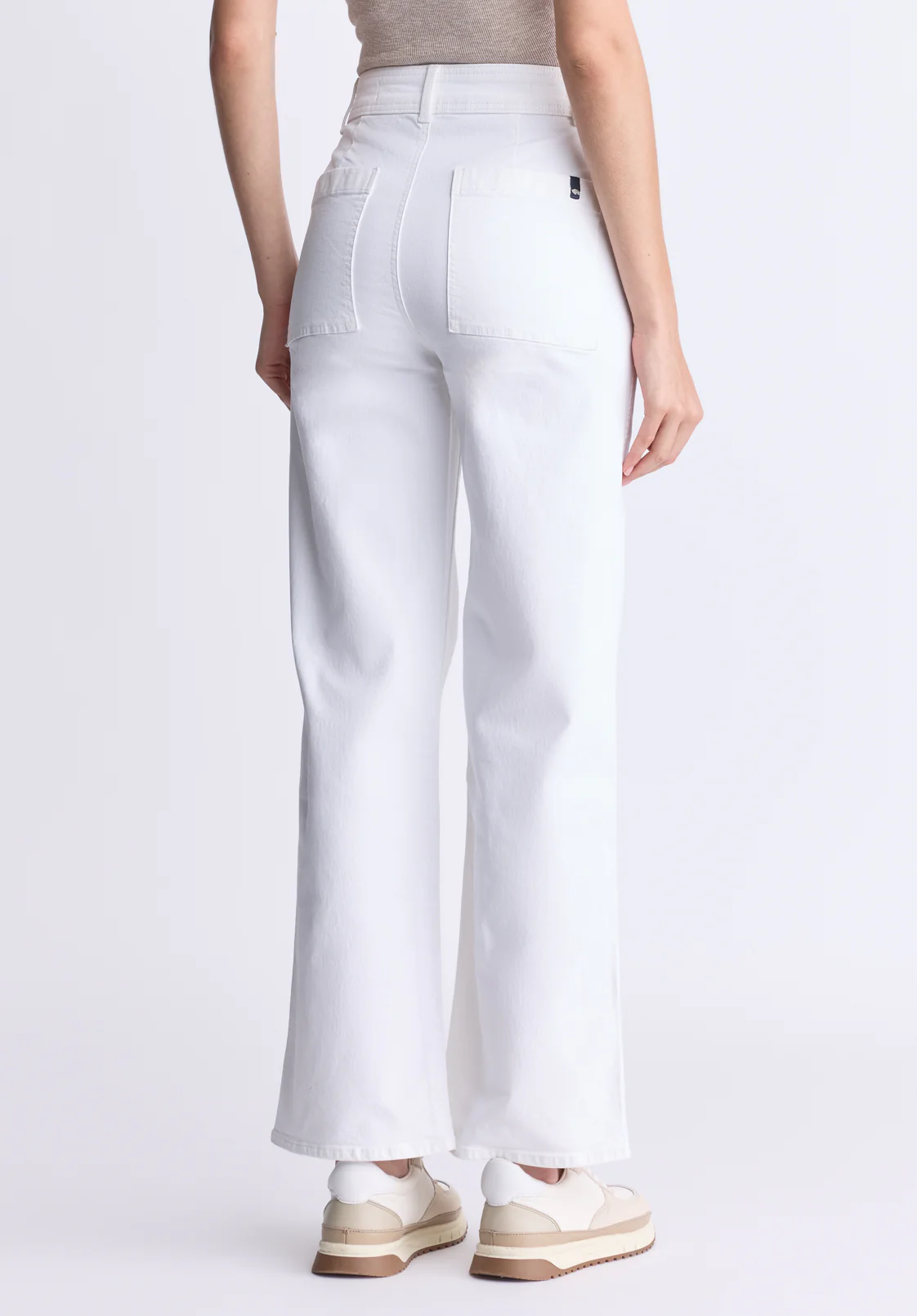 High Rise Wide Leg Adele Women's Soft Wash Jeans, White - BL16012 - Image 3