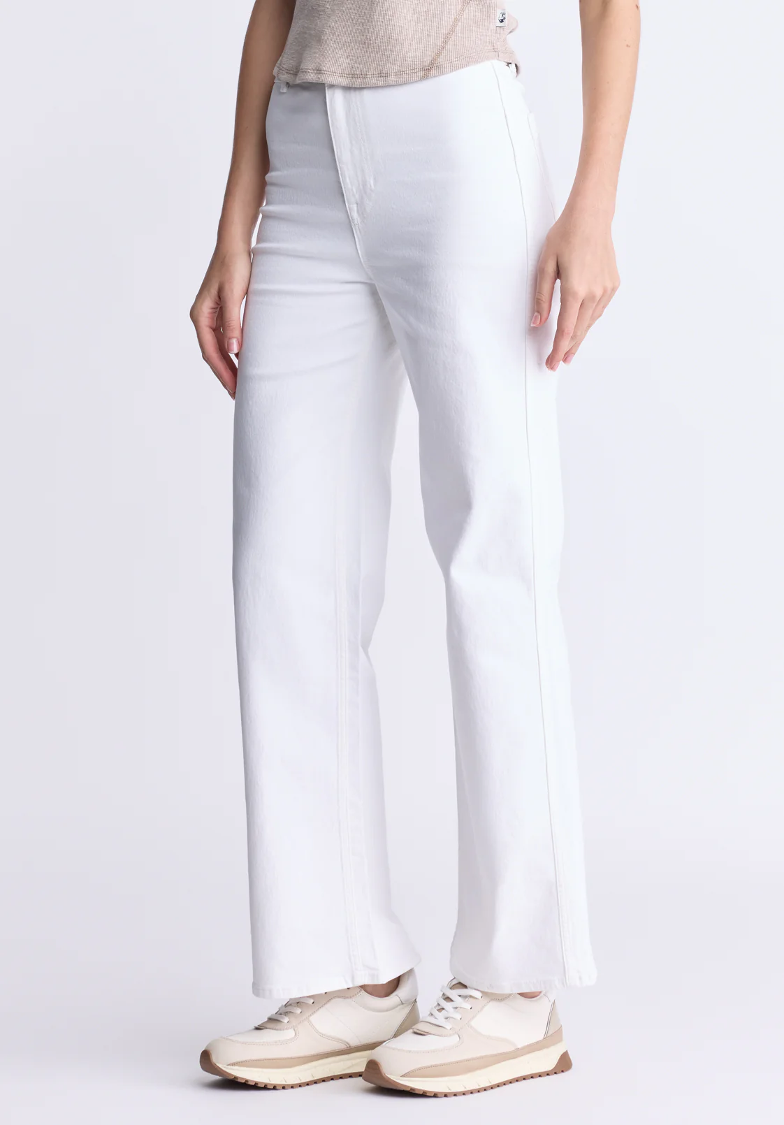 High Rise Wide Leg Adele Women's Soft Wash Jeans, White - BL16012 - Image 4