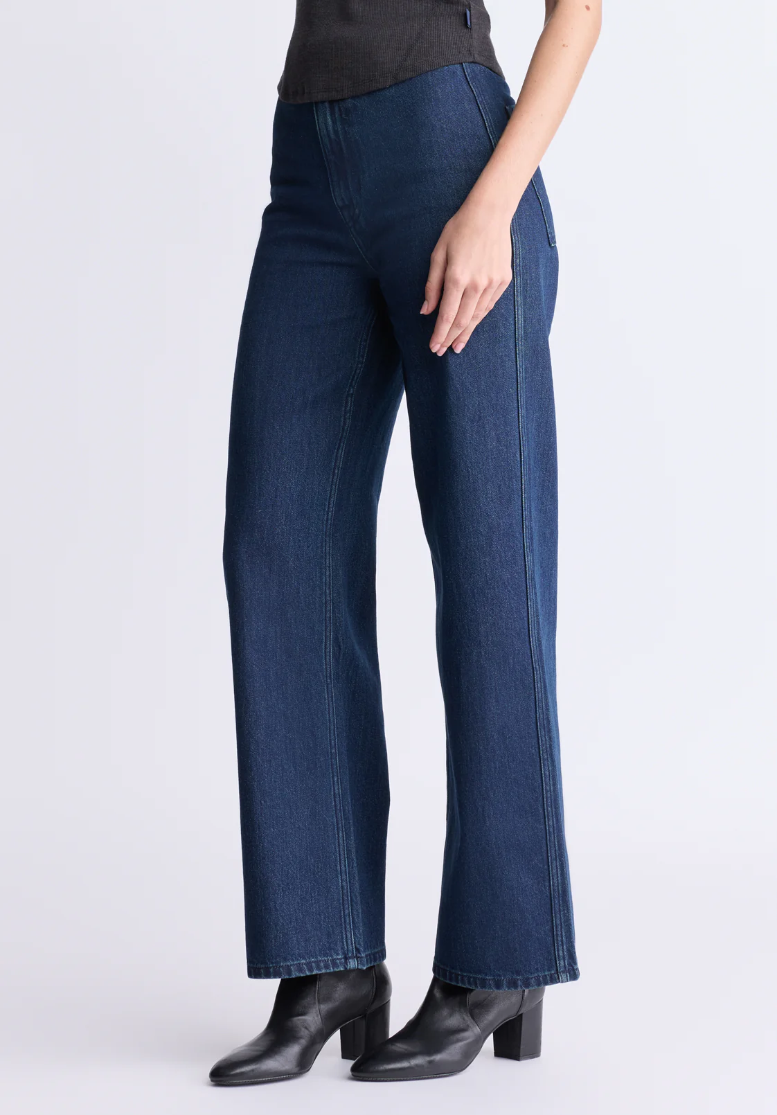High Rise Wide Leg Adele Women's Jeans, Dark Rinse Wash - BL16013 - Image 4