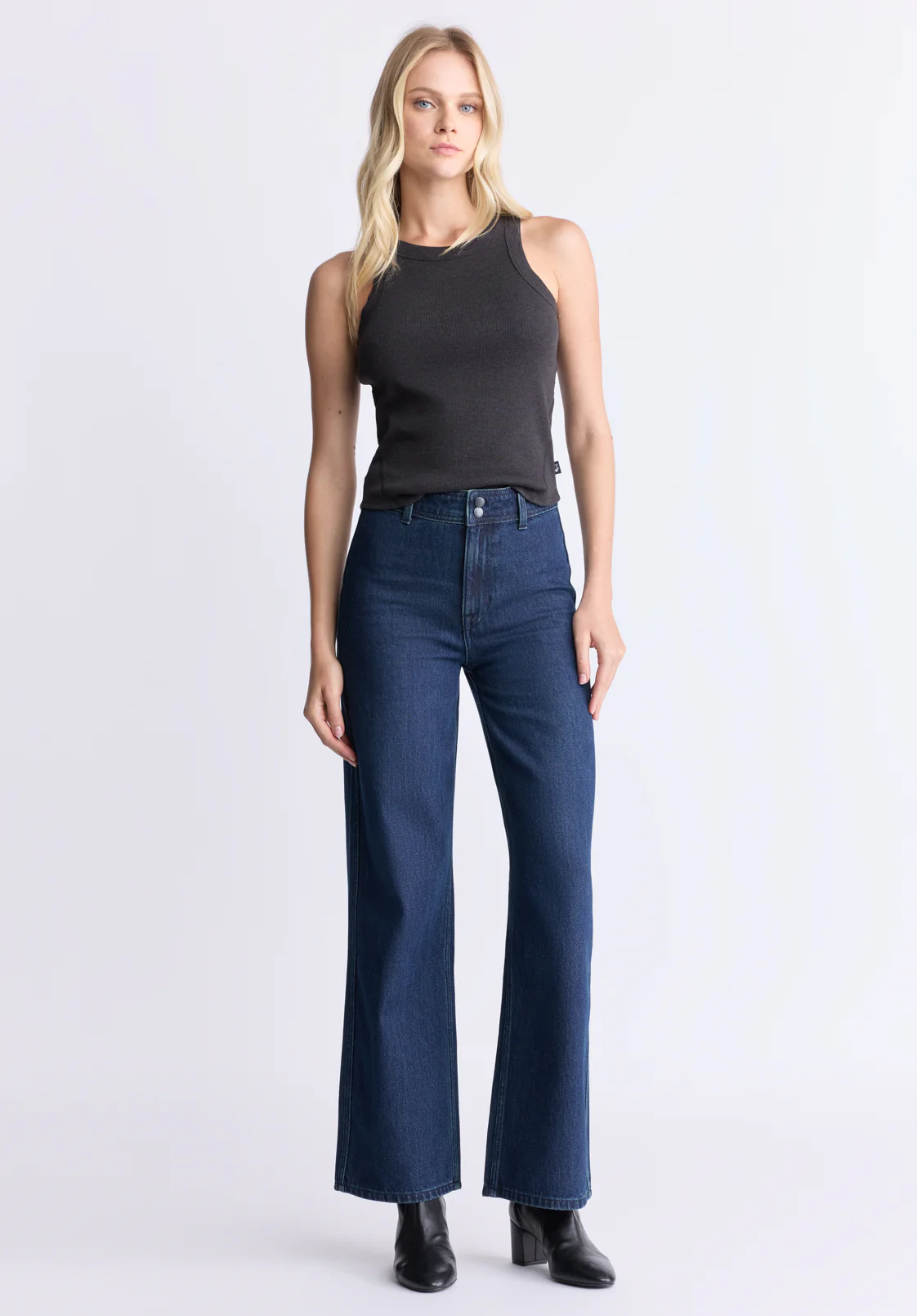 High Rise Wide Leg Adele Women's Jeans, Dark Rinse Wash - BL16013 - Image 6