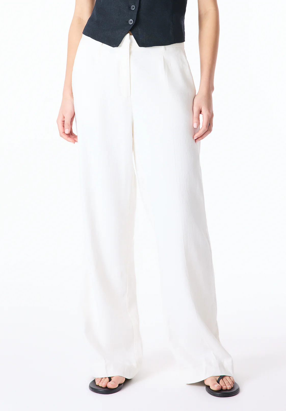 Adelina Women's Linen Blend Wide-Leg Pants, Off-White - WB0027P - Image 2