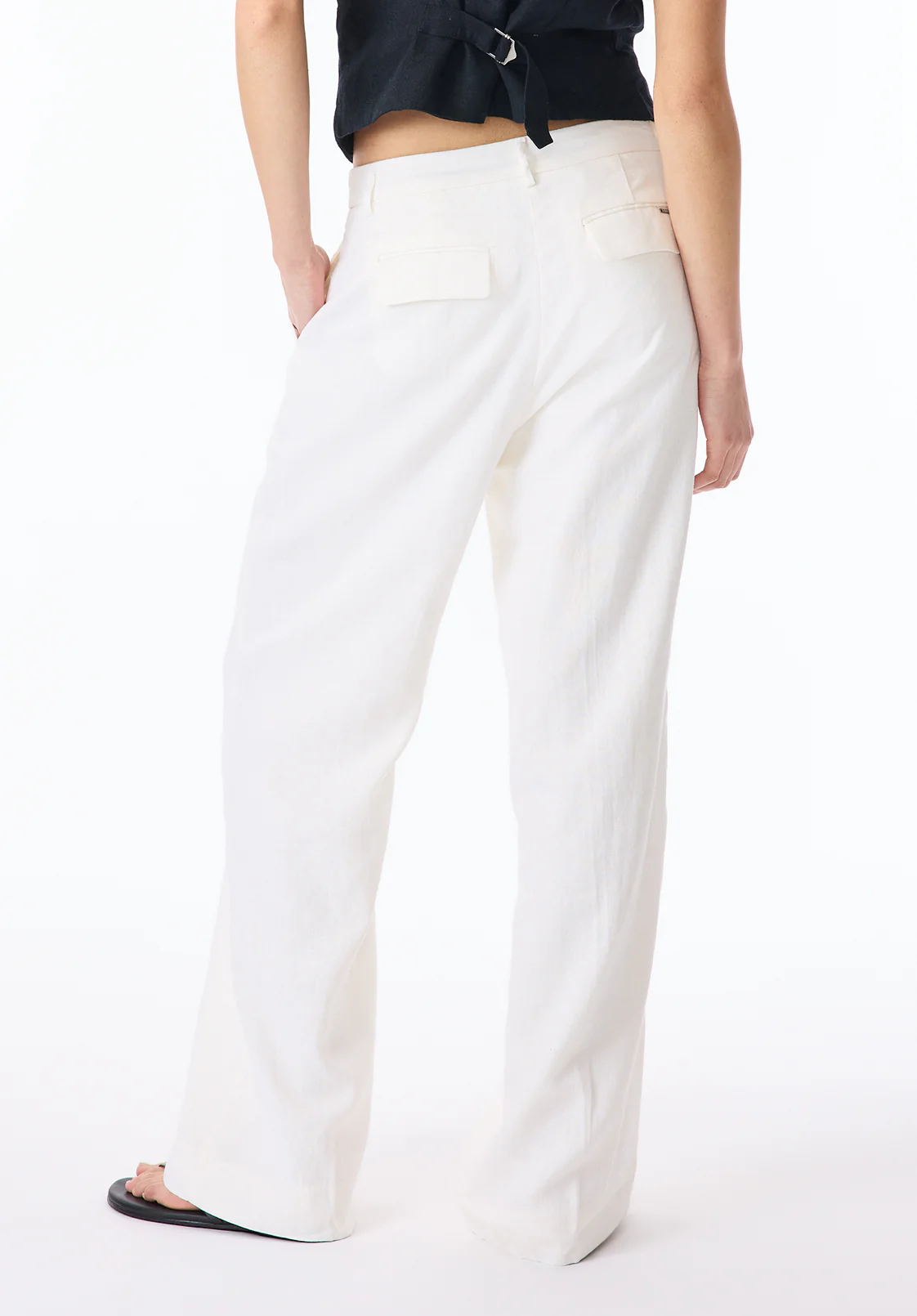 Adelina Women's Linen Blend Wide-Leg Pants, Off-White - WB0027P - Image 4