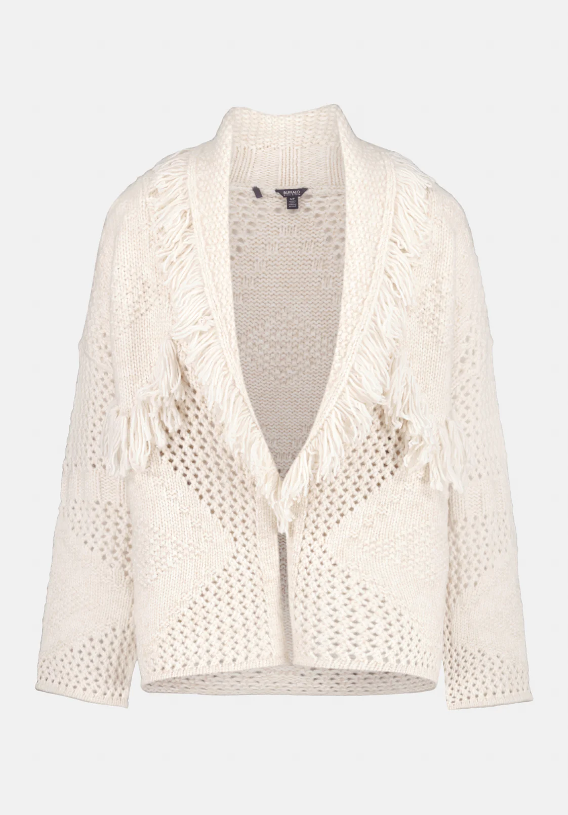 Agatha Women's Open-Front Knit Cardigan with Fringe Detail, Oatmeal - SW0154 - Image 5