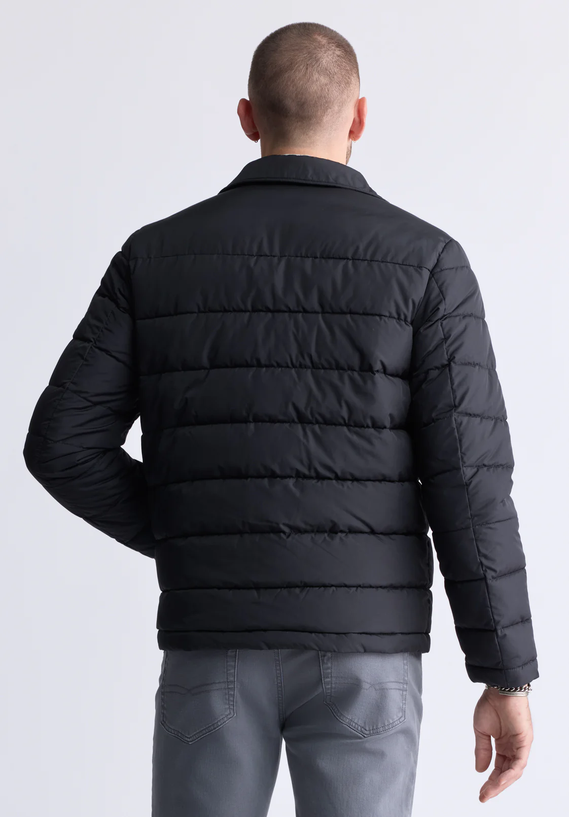 Aiden Men's Quilted Button-Front Jacket, Black - OBMFJ001 - Image 5