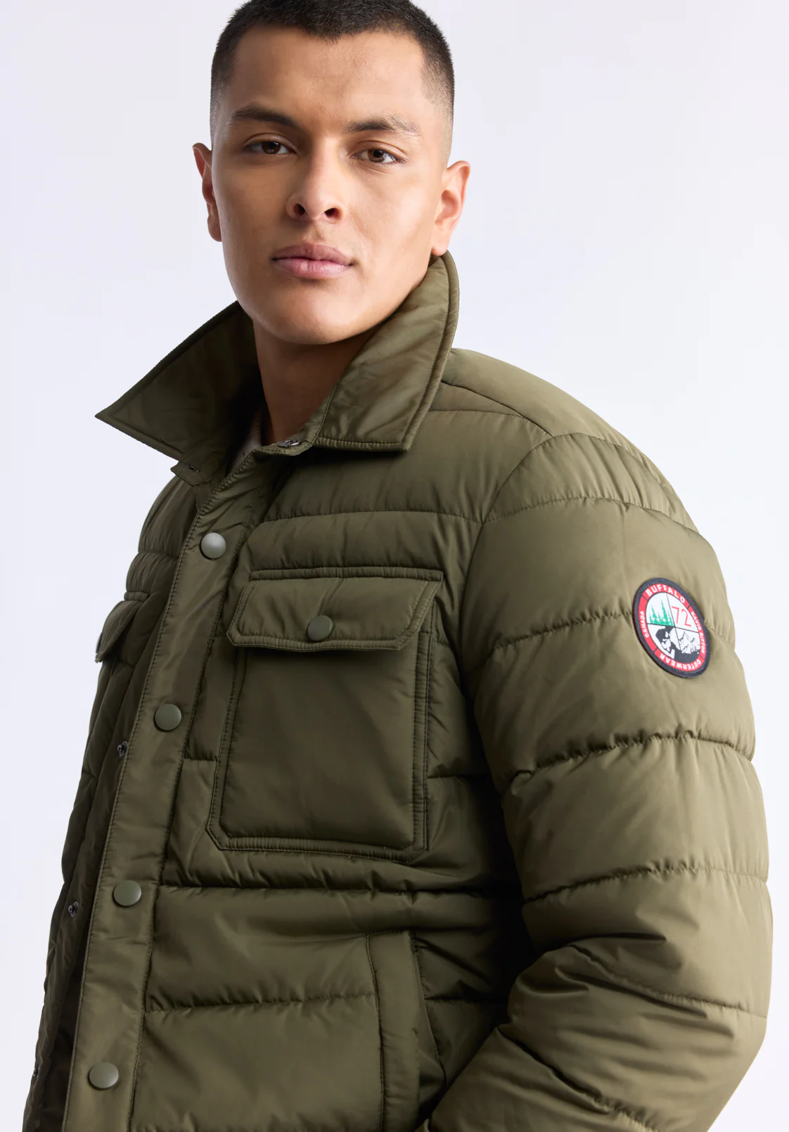 Aiden Men's Quilted Button-Front Jacket, Green - OBMFJ001 - Image 3