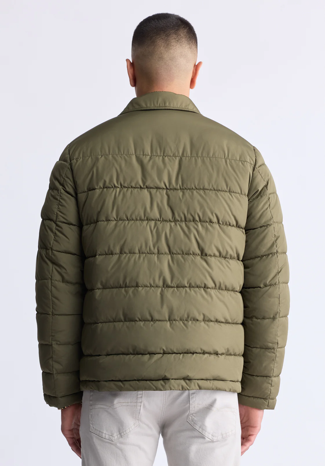 Aiden Men's Quilted Button-Front Jacket, Green - OBMFJ001 - Image 4