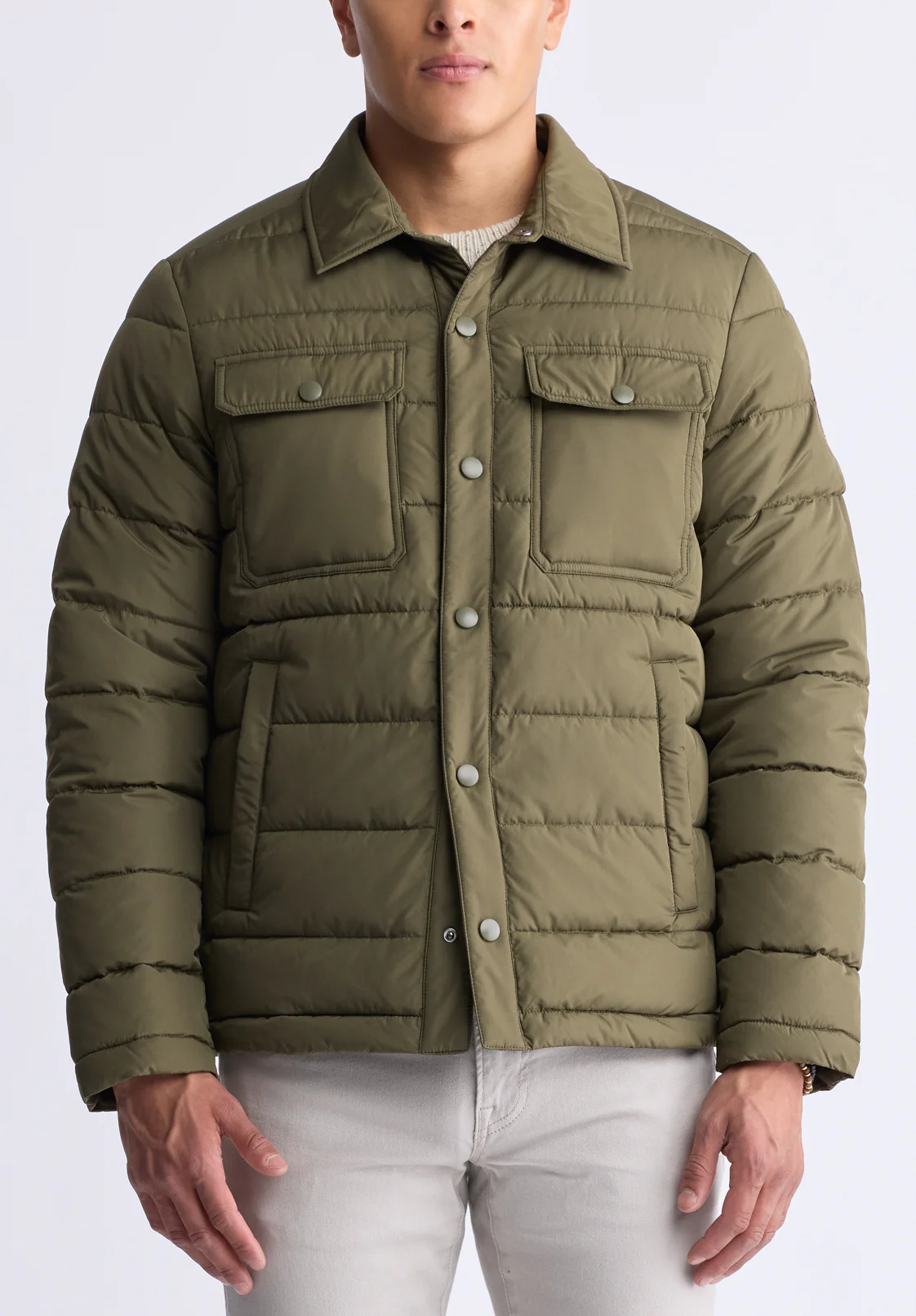 Aiden Men's Quilted Button-Front Jacket, Green - OBMFJ001 - Image 6