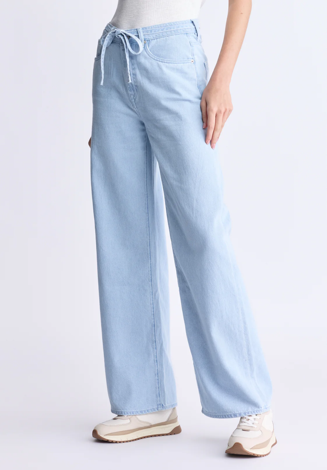High Rise Wide Leg Alecia Women's Jeans, Light Vintage Blue - BL16011 - Image 4