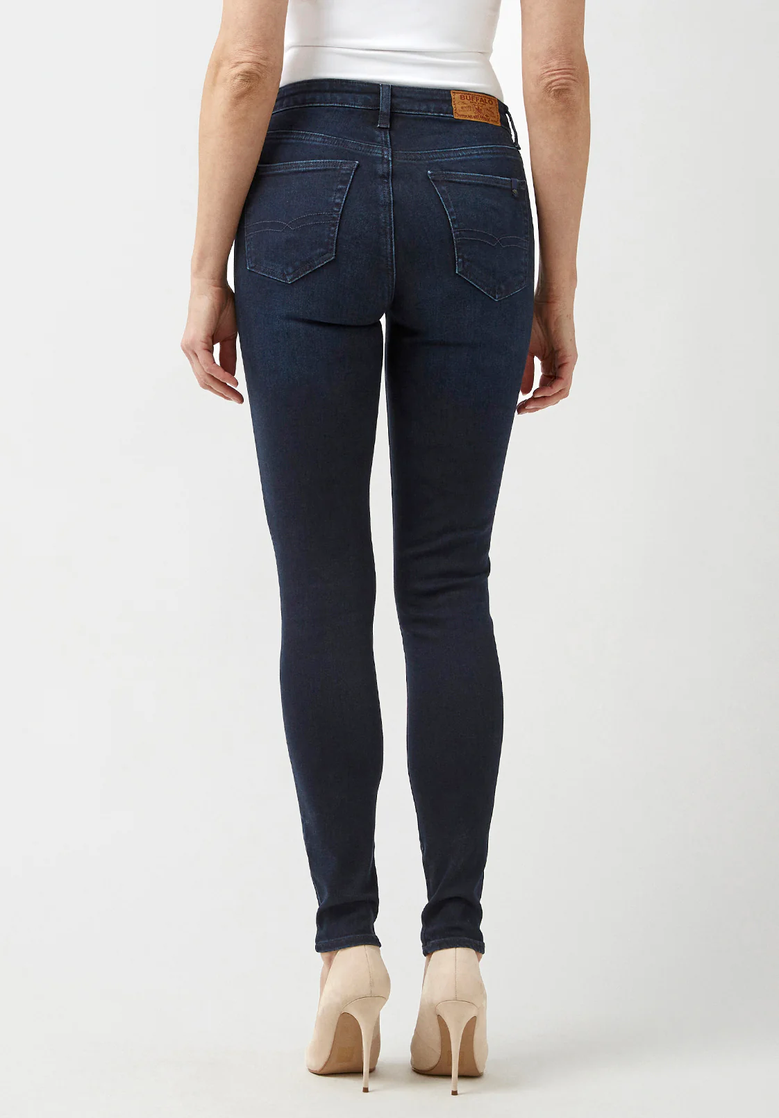 Mid Rise Skinny Alexa Women's Jeans in Rinsed Dark Blue Rinsed - BL15670 - Image 2