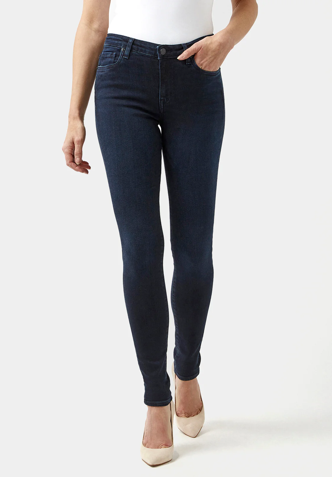 Mid Rise Skinny Alexa Women's Jeans in Rinsed Dark Blue Rinsed - BL15670 - Image 5