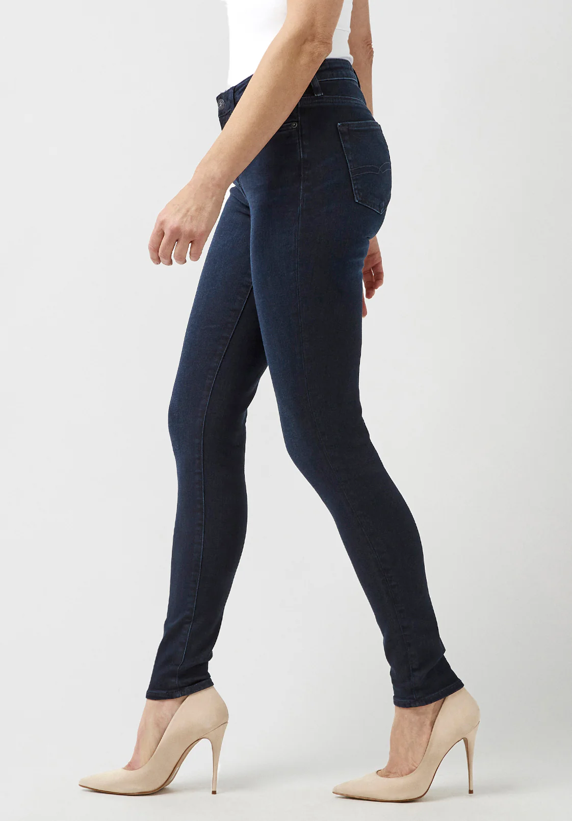 Mid Rise Skinny Alexa Women's Jeans in Rinsed Dark Blue Rinsed - BL15670 - Image 6