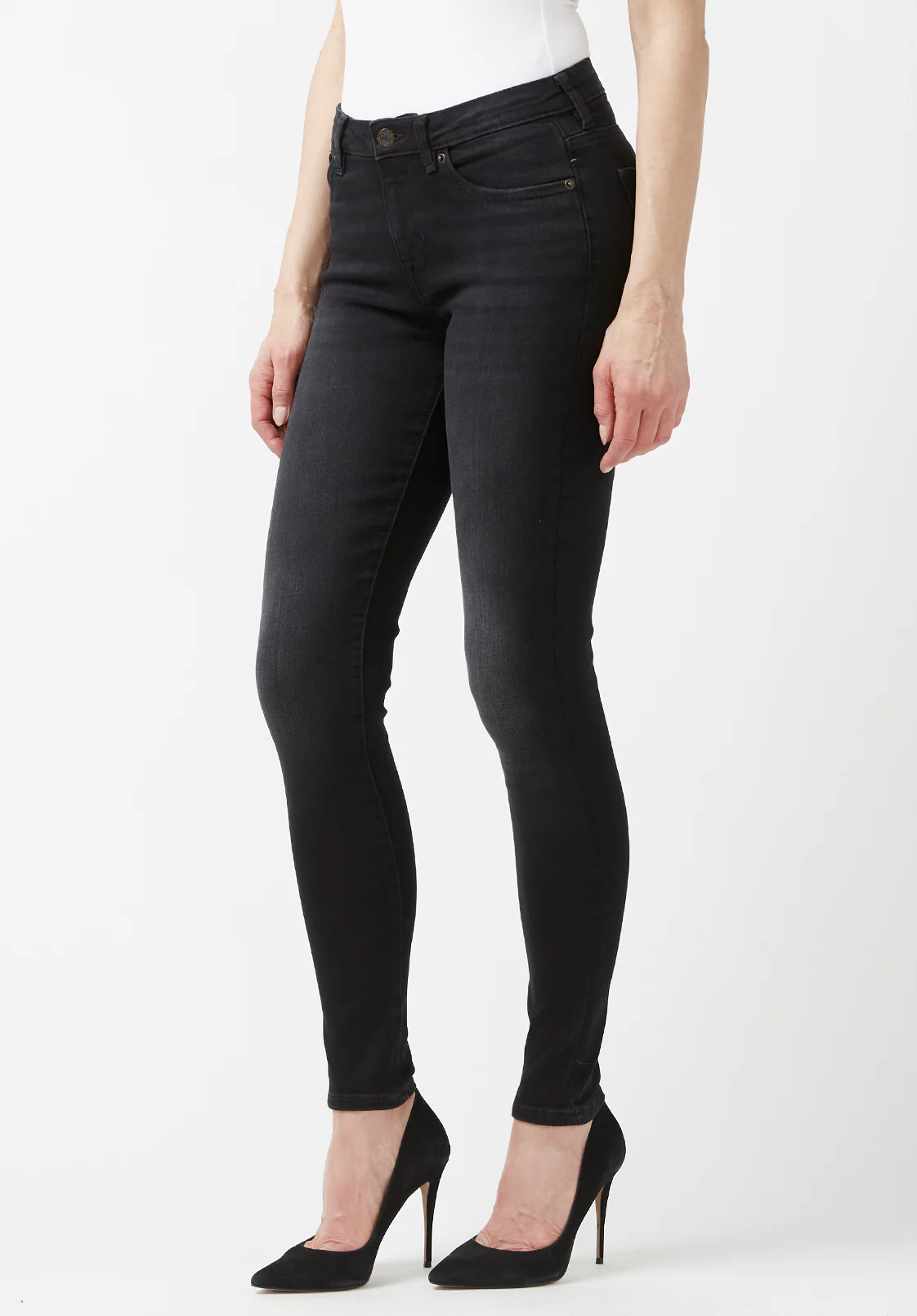 Mid Rise Skinny Alexa Women's Jeans in Faded Black- BL15843 - Image 3