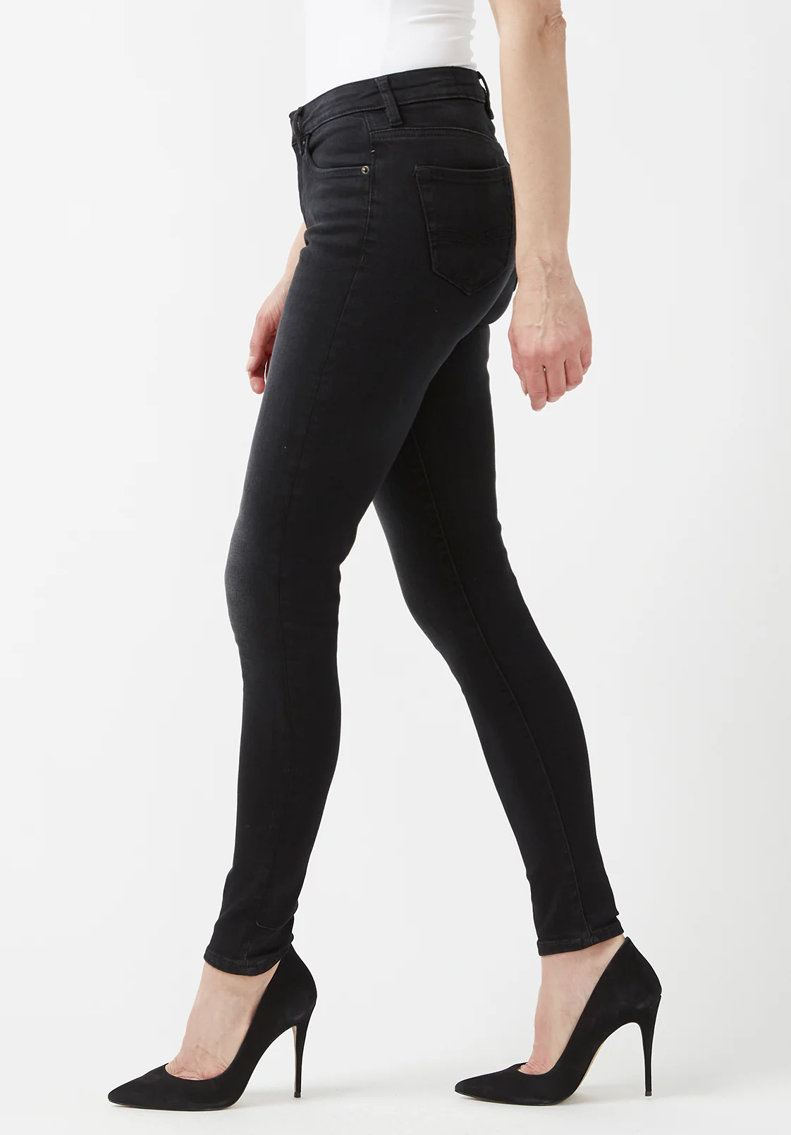 Mid Rise Skinny Alexa Women's Jeans in Faded Black- BL15843 - Image 4