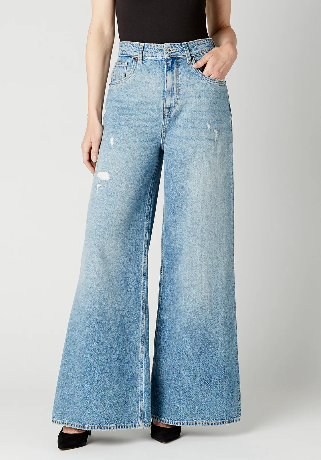 Alice Women's High Rise Super Wide Leg Jeans, Medium Blue - BL15823 - Image 6