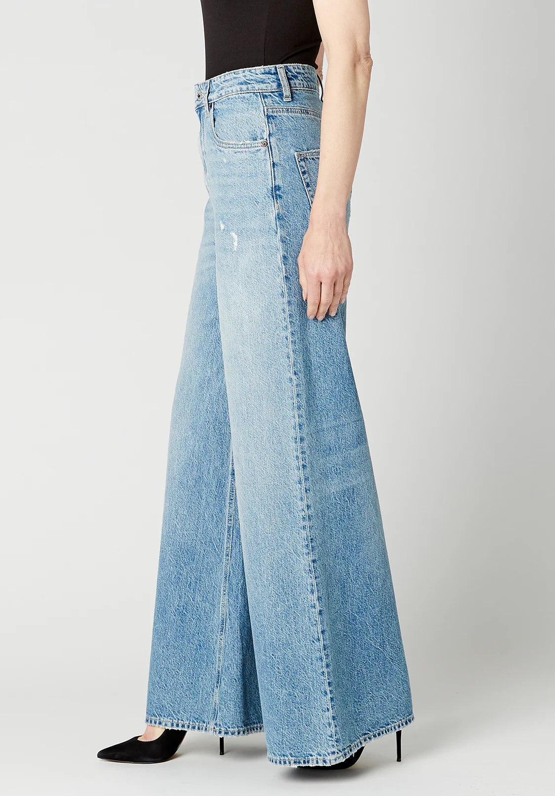 Alice Women's High Rise Super Wide Leg Jeans, Medium Blue - BL15823 - Image 7