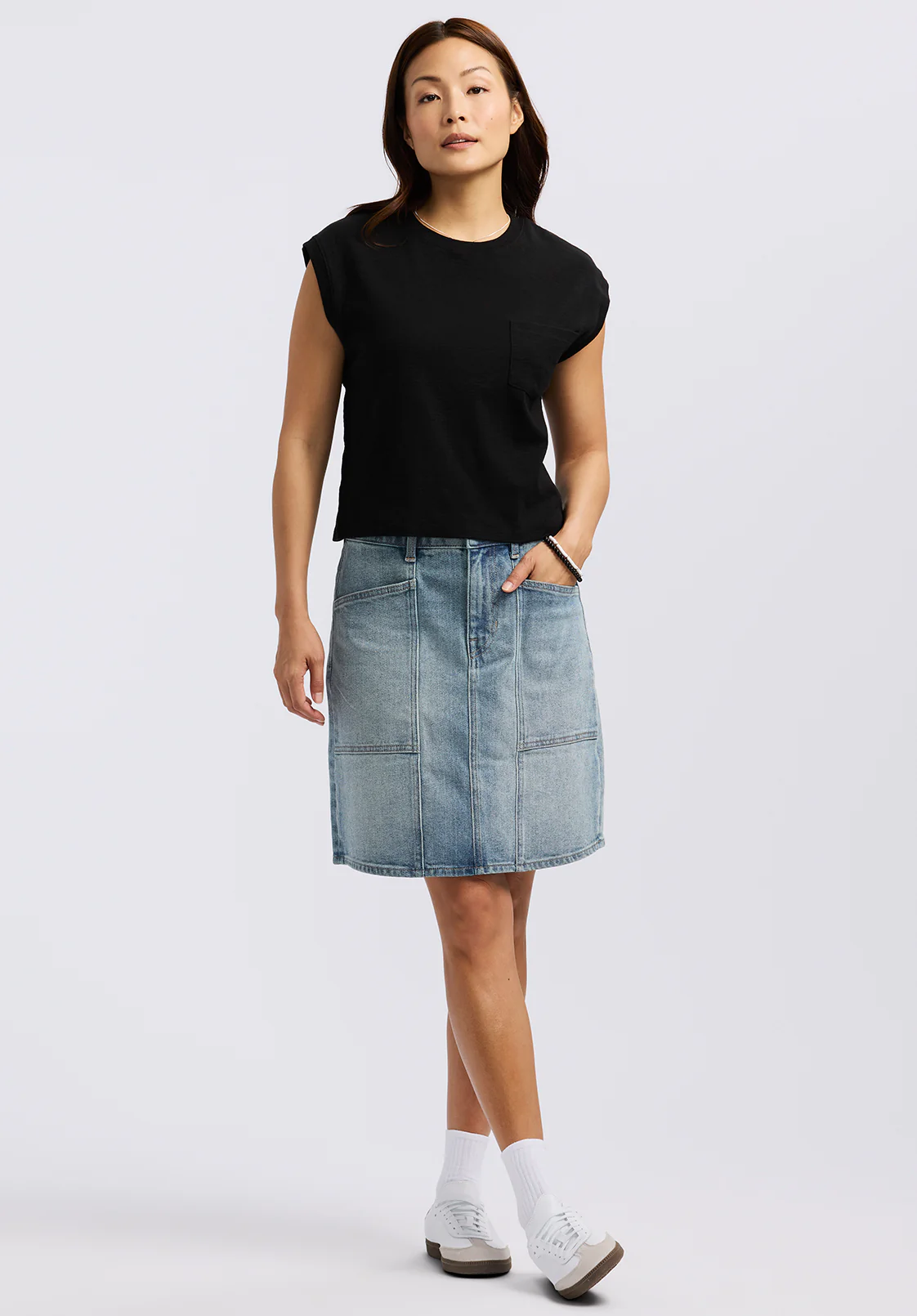 Amandine Women's Cap-Sleeve Crop Top, Black - KT0196P
