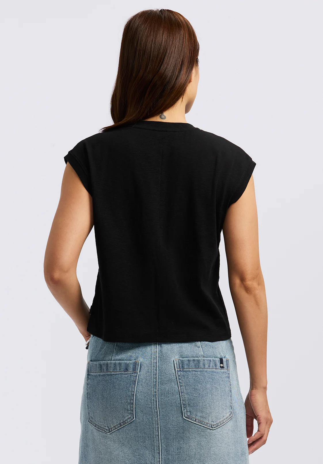 Amandine Women's Cap-Sleeve Crop Top, Black - KT0196P - Image 4