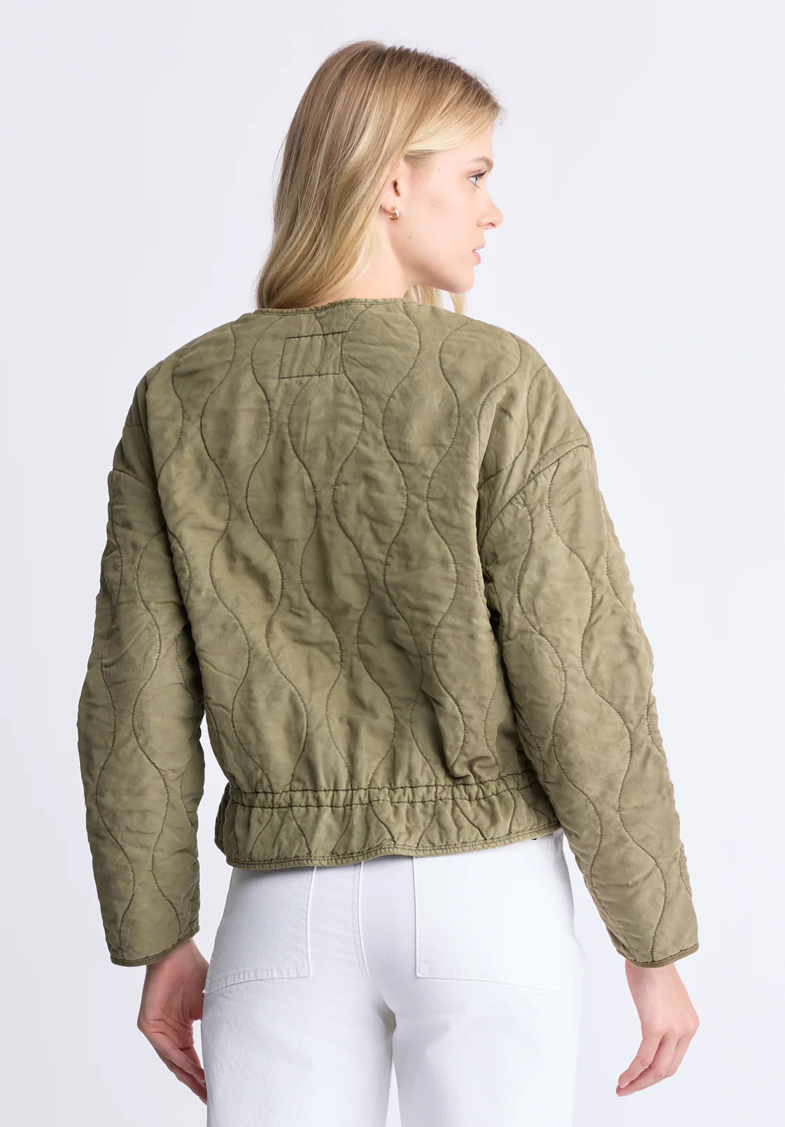 Annalee Women's Quilted Cropped Jacket, Olive Green - JK0025H - Image 4