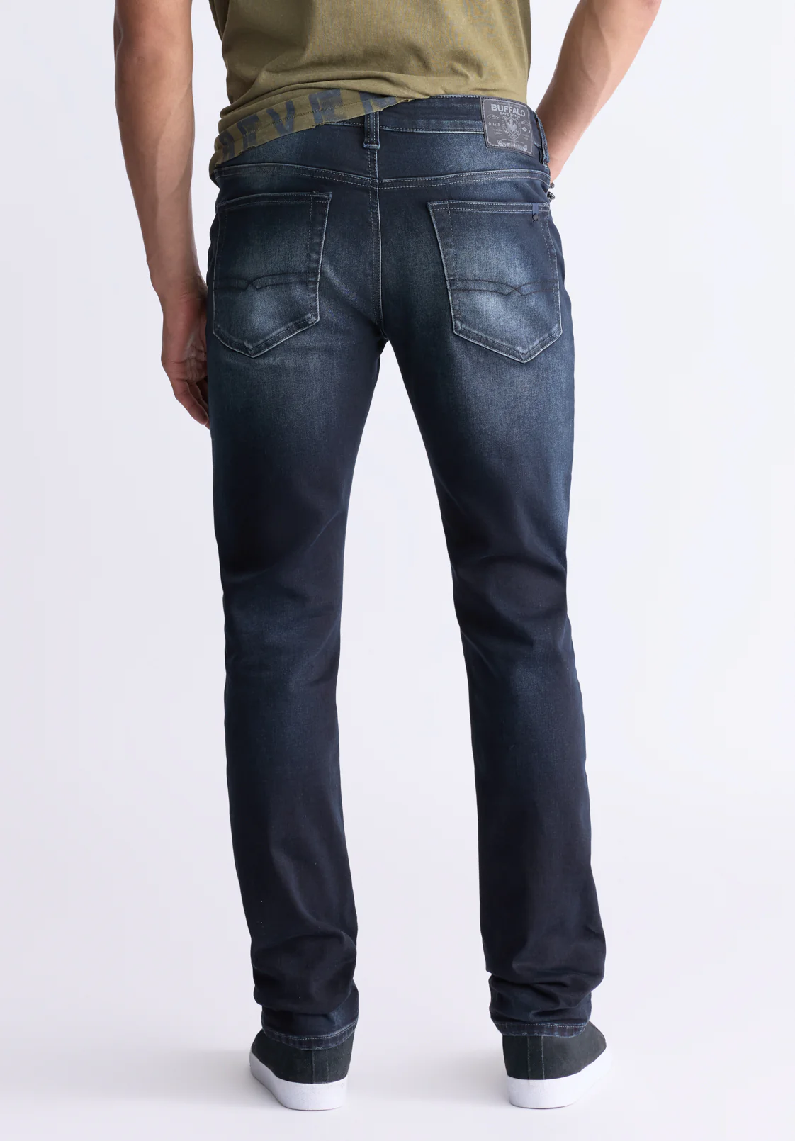 Slim Ash Men's Jeans, Crinkled and Sanded Dark Indigo - BM26012 - Image 3