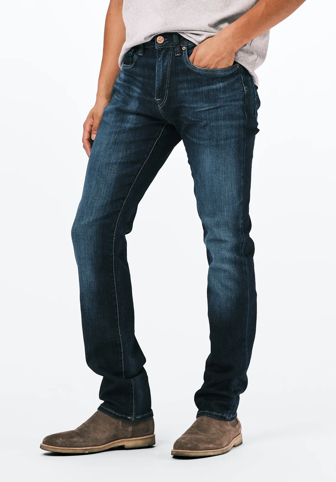 Slim Ash Men's Jeans, Contrast Whiskered Indigo - BM26024 - Image 3