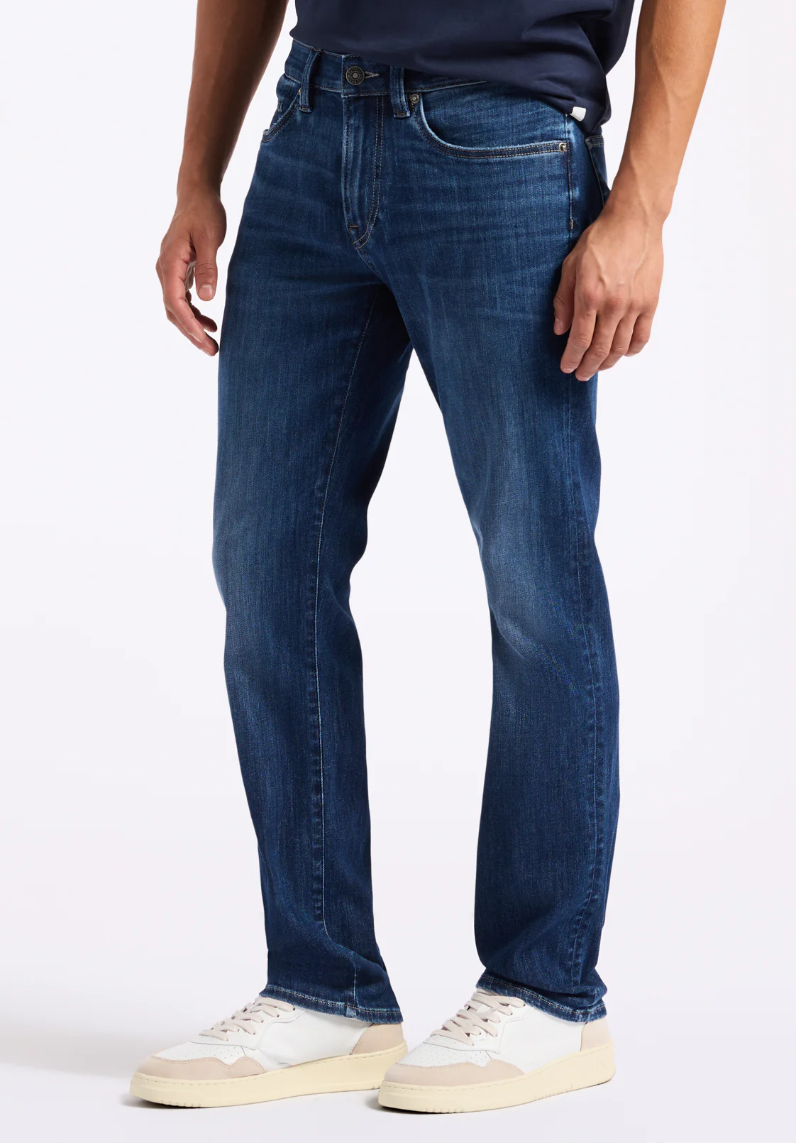 Slim Ash Men's Jeans, Whiskered and Contrasted Indigo - BM26073 - Image 3