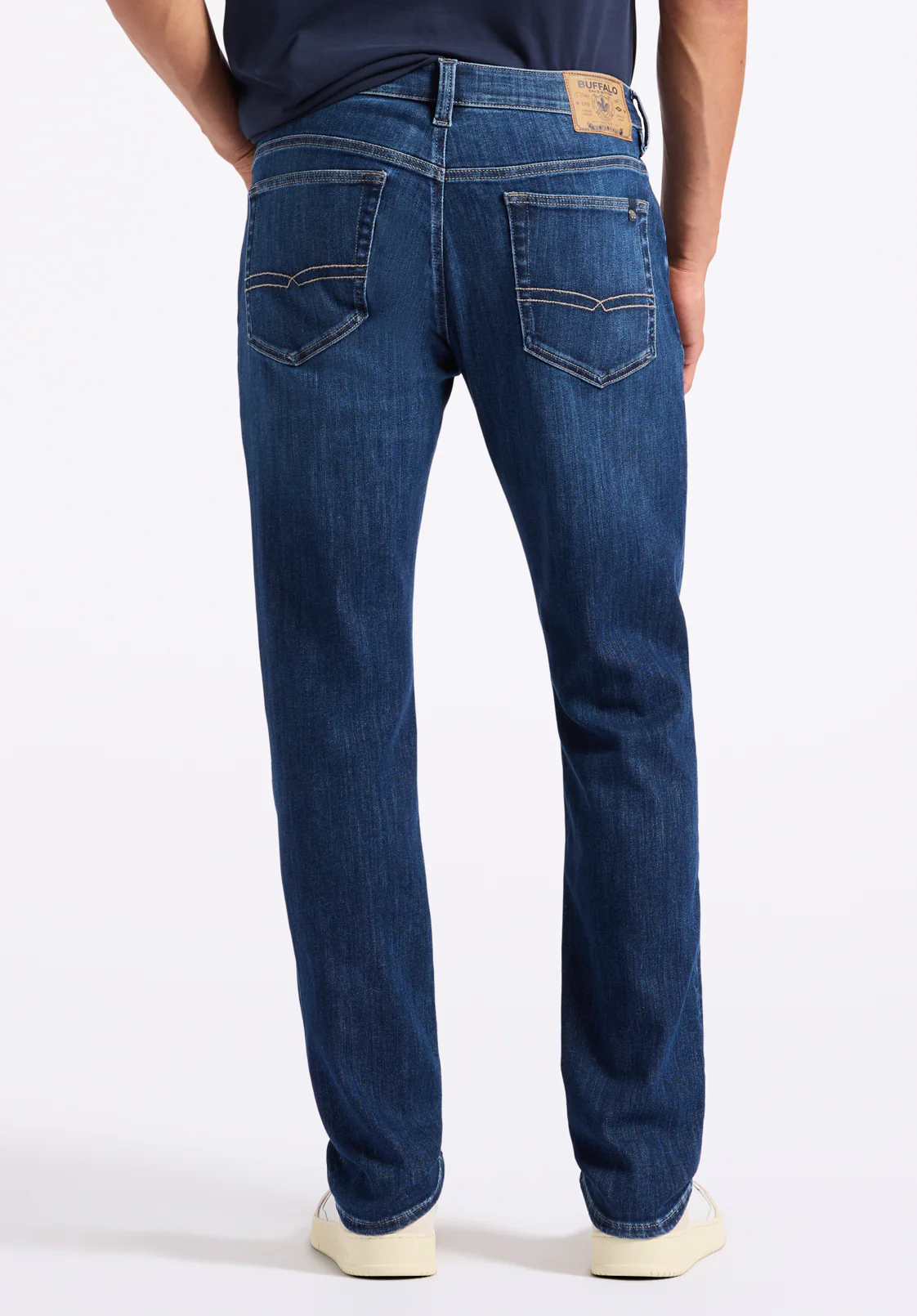 Slim Ash Men's Jeans, Whiskered and Contrasted Indigo - BM26073 - Image 4