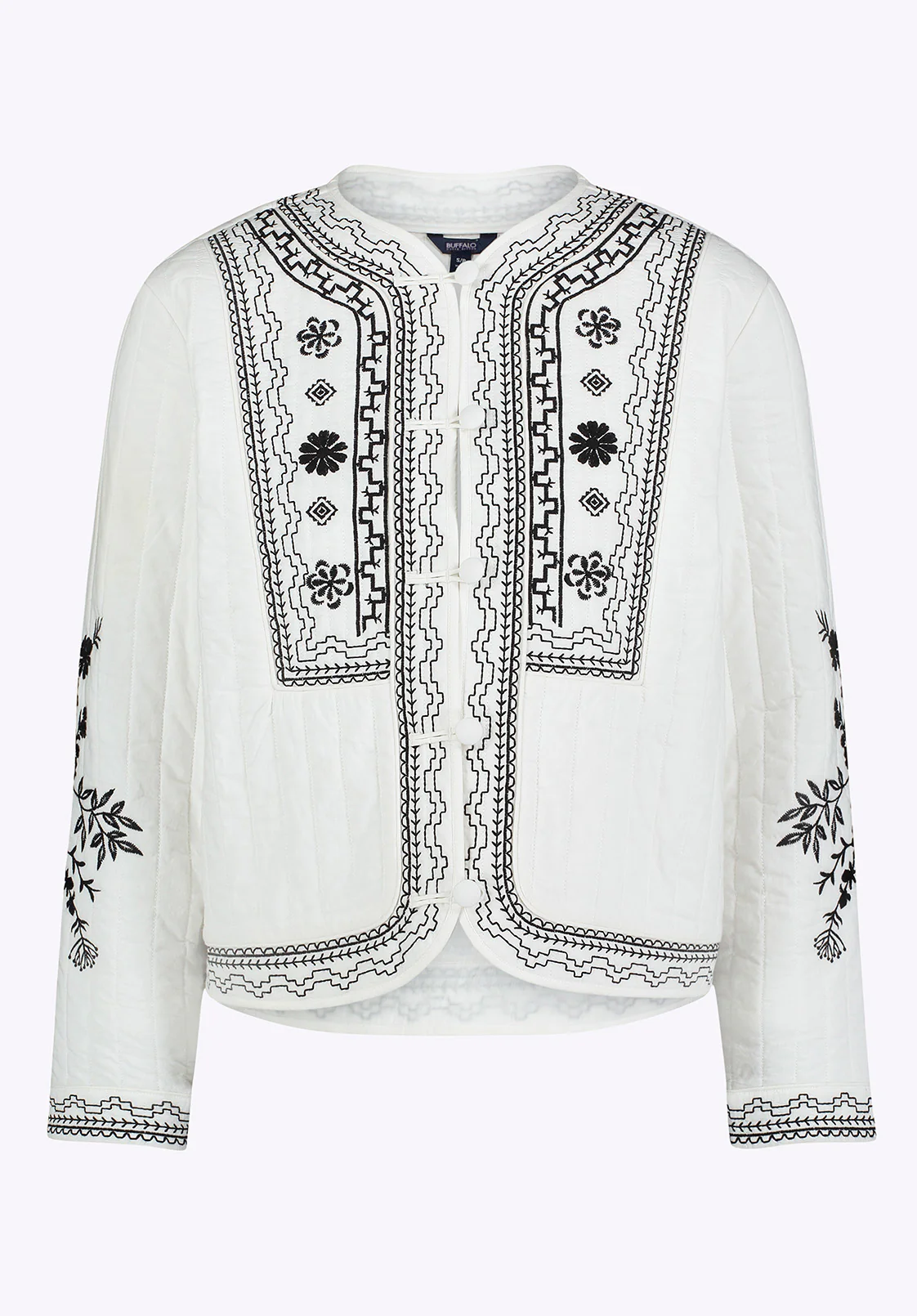 Ashleigh Women's Quilted Embroidered Button-Up Jacket, Egret - JK0048P - Image 6