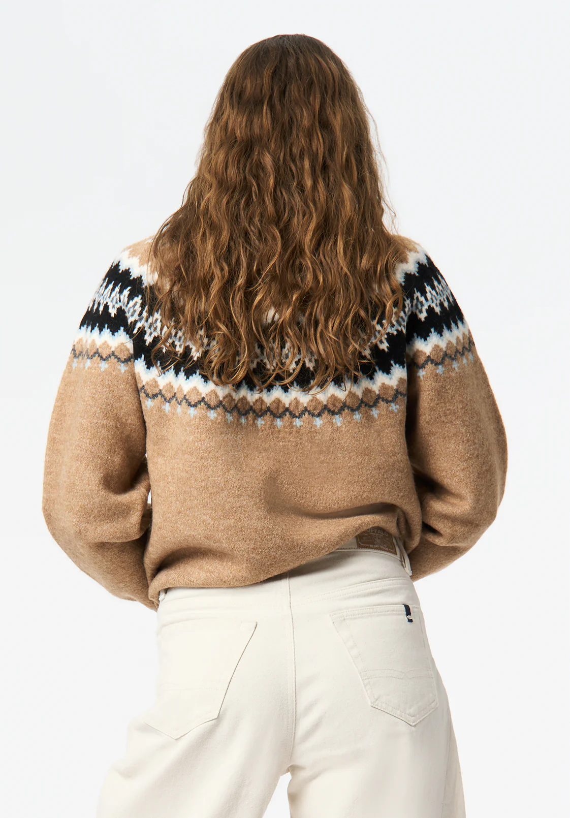 Ashlynne Women's Fair Isle Knit Turtleneck Sweater, Tan - SW0159 - Image 4