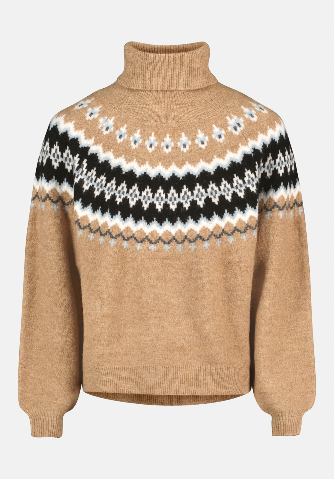 Ashlynne Women's Fair Isle Knit Turtleneck Sweater, Tan - SW0159 - Image 5