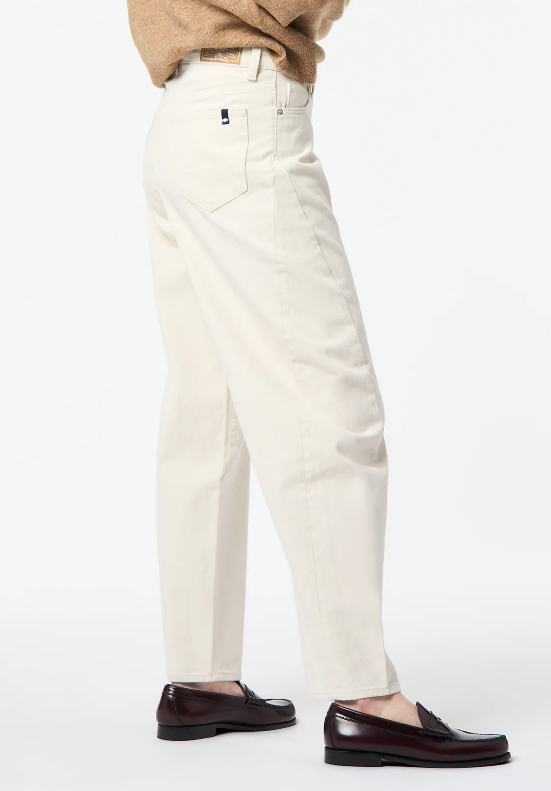 High Rise Barrel Barbara Women's Pants, Ecru - BL16152 - Image 3