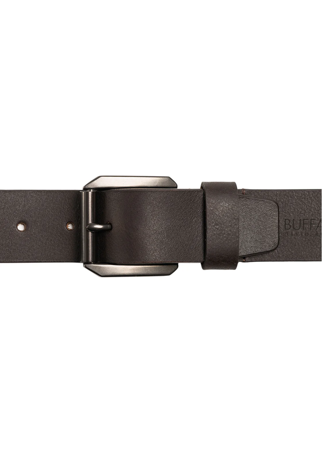 Full Grain Brown Buffalo Leather Belt with Blackened Finish - BB1004C13 - Image 3