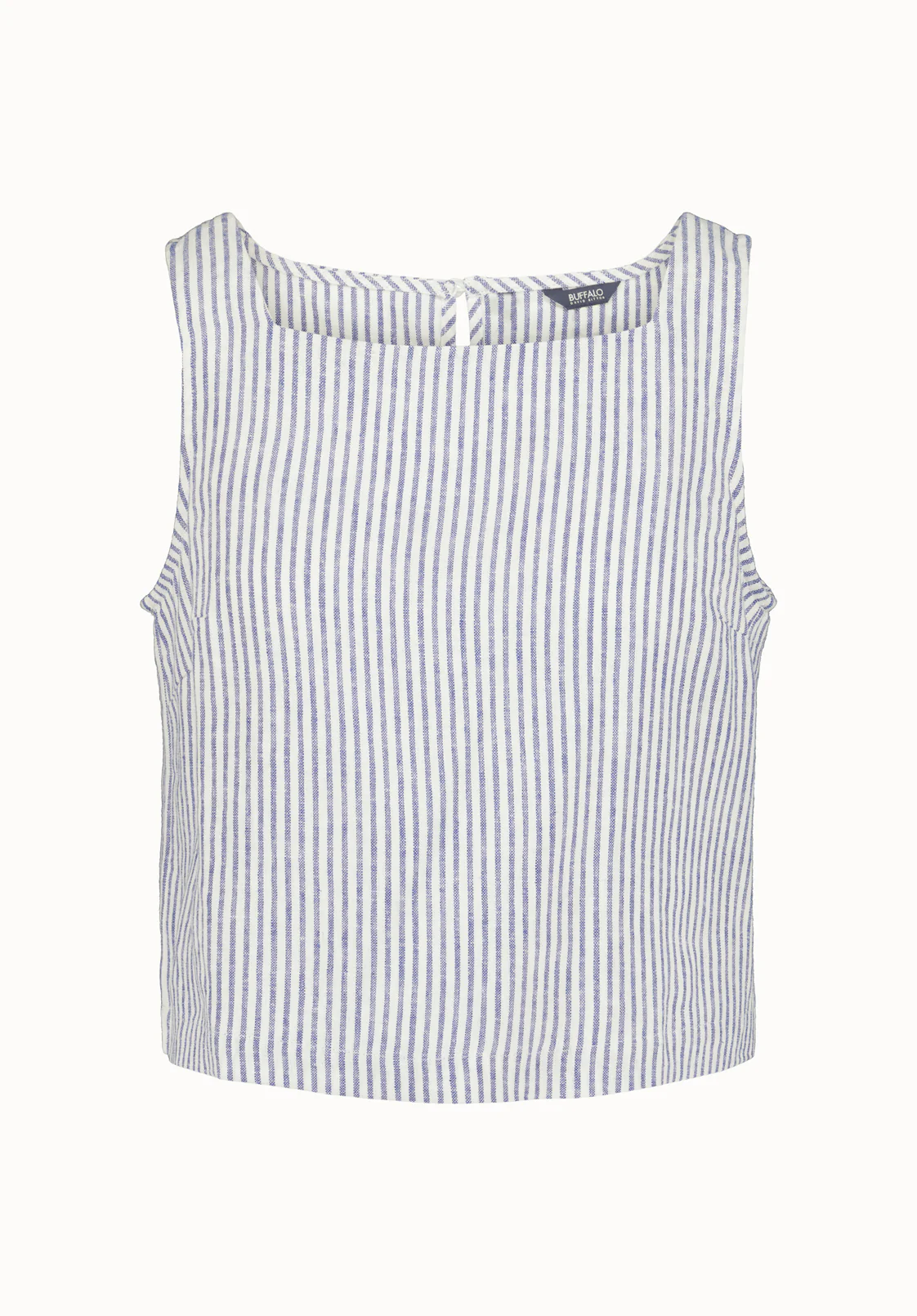 Benedita Women's Striped Sleeveless Linen Top, White & Navy - WT0198P - Image 5