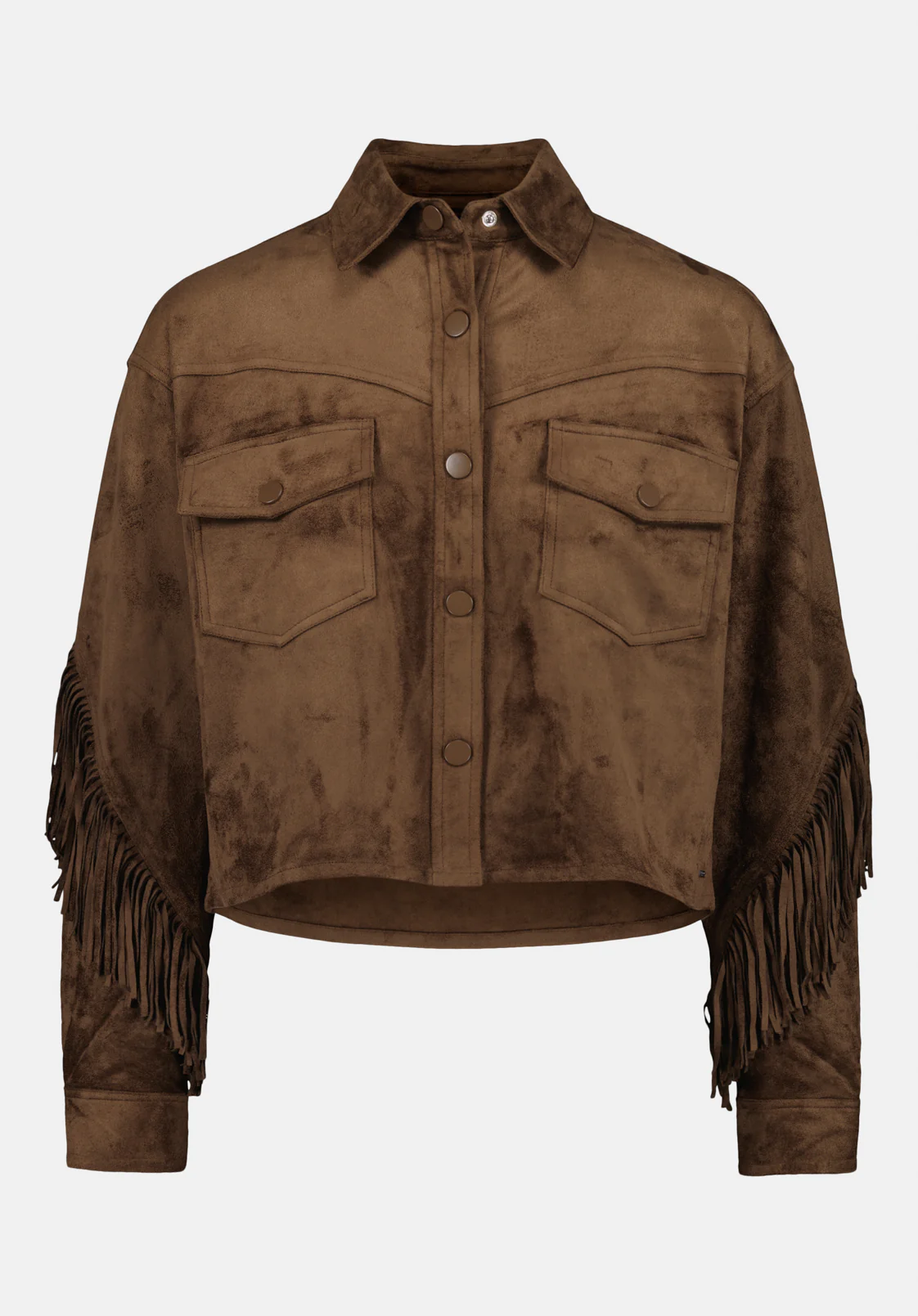 Bibi Women's Western Fringe Cropped Jacket in Faux Suede, Caramel - JK0057 - Image 5