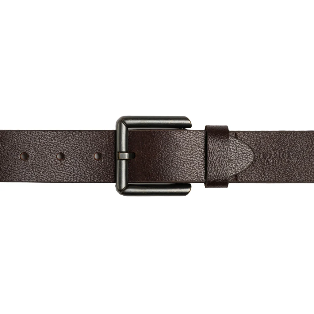 Square Buckle Brown Buffalo Leather Belt - BB1000C13 - Image 3