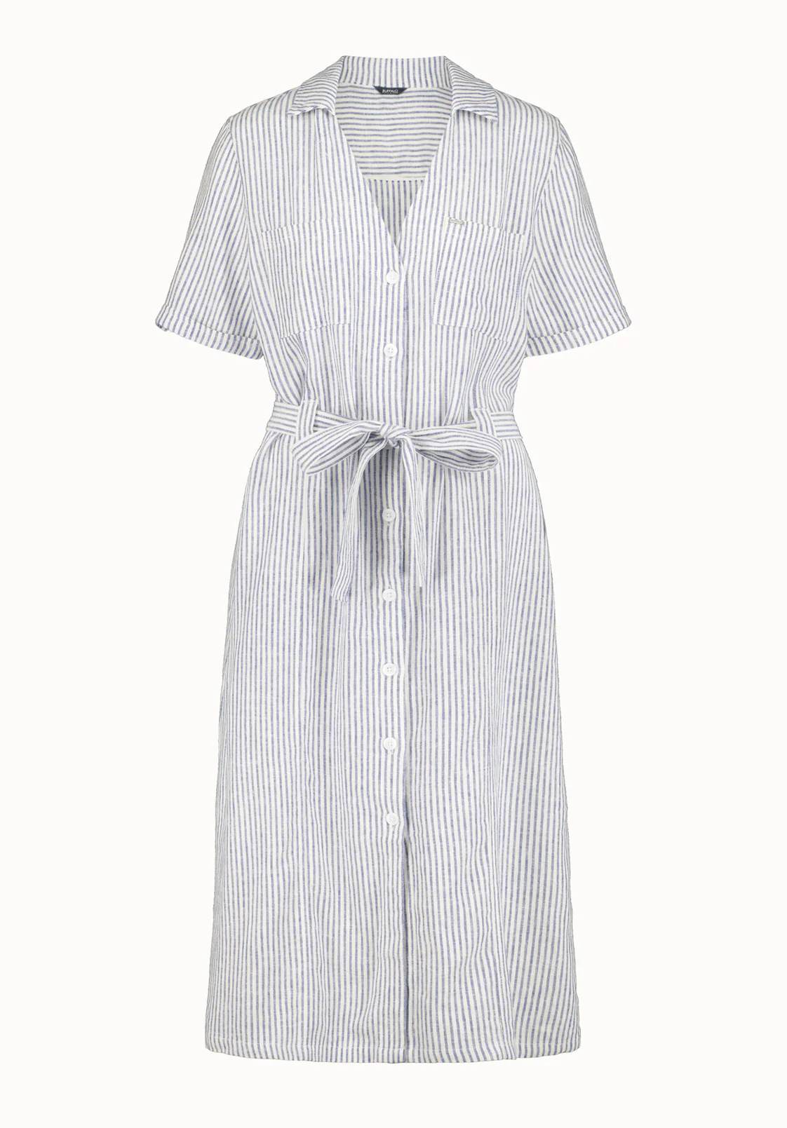 Carlene Women's Striped Button-Down Midi Dress with Waist Tie, Navy - WD0105P - Image 5