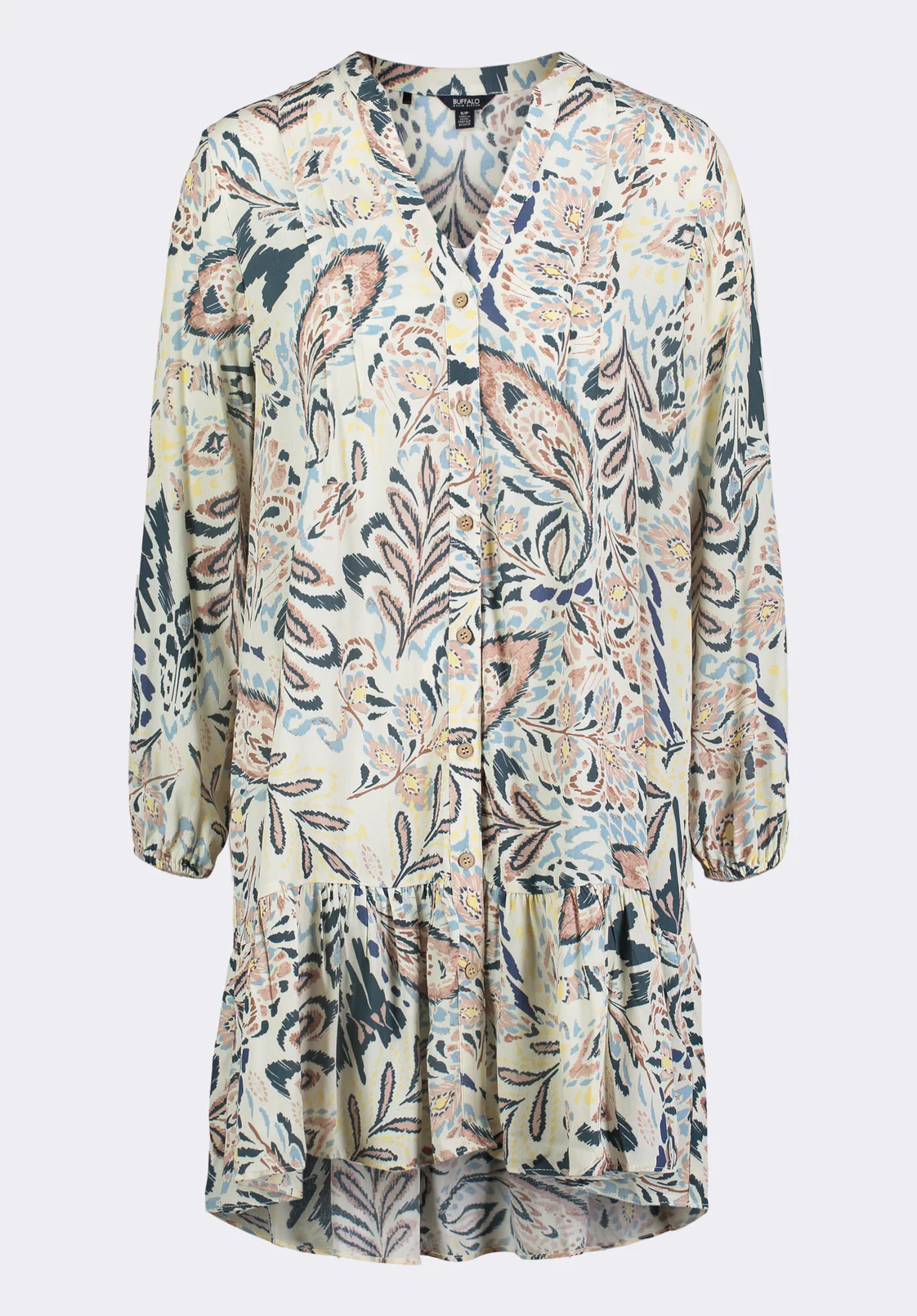 Darya Women's Boho-Print Long-Sleeve Tiered Short Dress, Paisley - WD0089P - Image 6