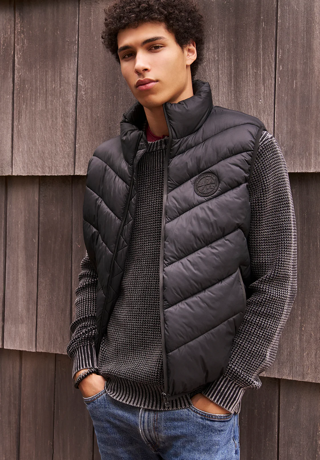 Davies Men's Puffer Vest, Black - OBMEF007 - Image 6